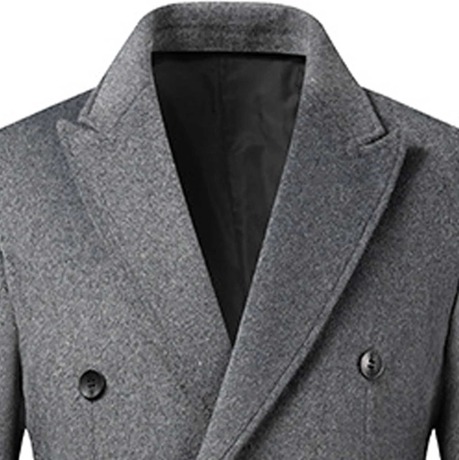 SOMTHRON Men's Wool Blend Pea Coat Notched Collar Double Breasted Overcoat Winter Warm Long Trench Coat