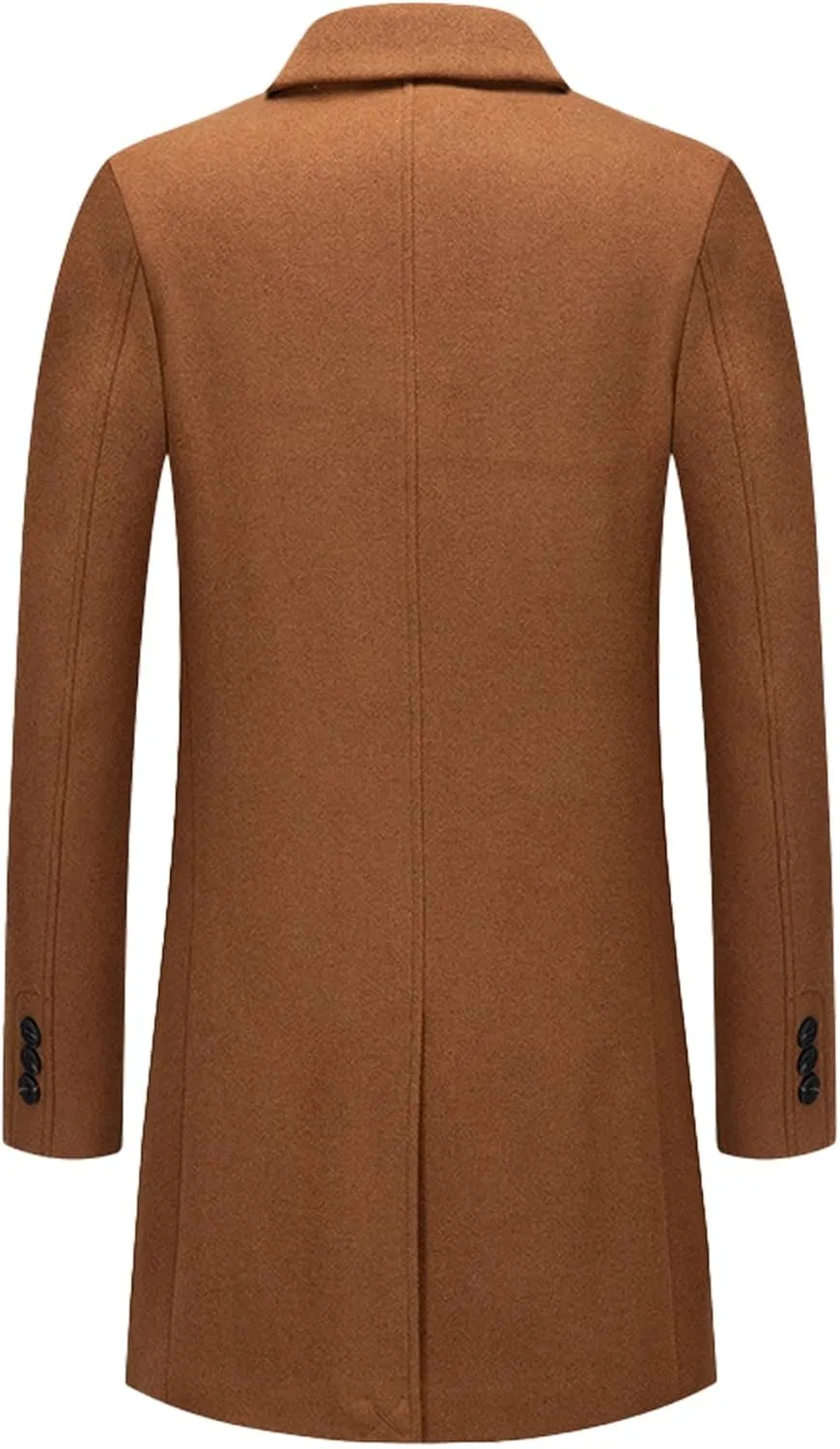 SOMTHRON Men's Wool Blend Trench Coat Single Breasted Notched Lapel Mid Long Winter Peacoat Overcoat with Pockets