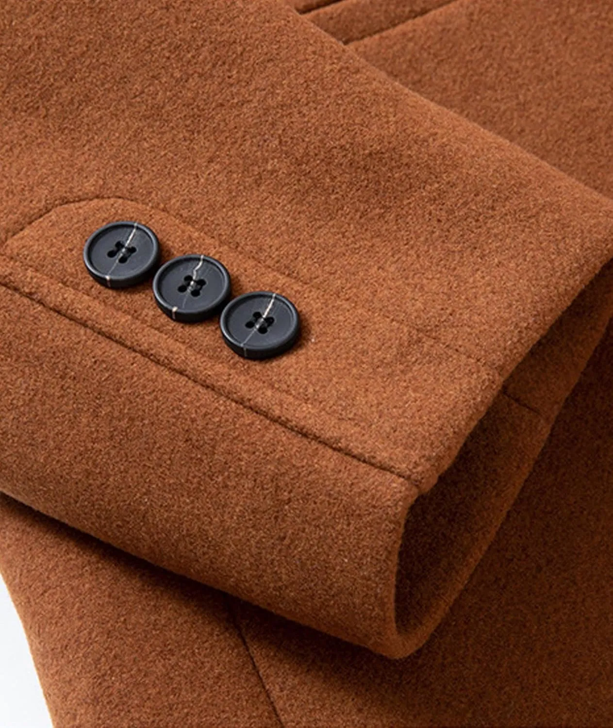 SOMTHRON Men's Wool Blend Trench Coat Single Breasted Notched Lapel Mid Long Winter Peacoat Overcoat with Pockets