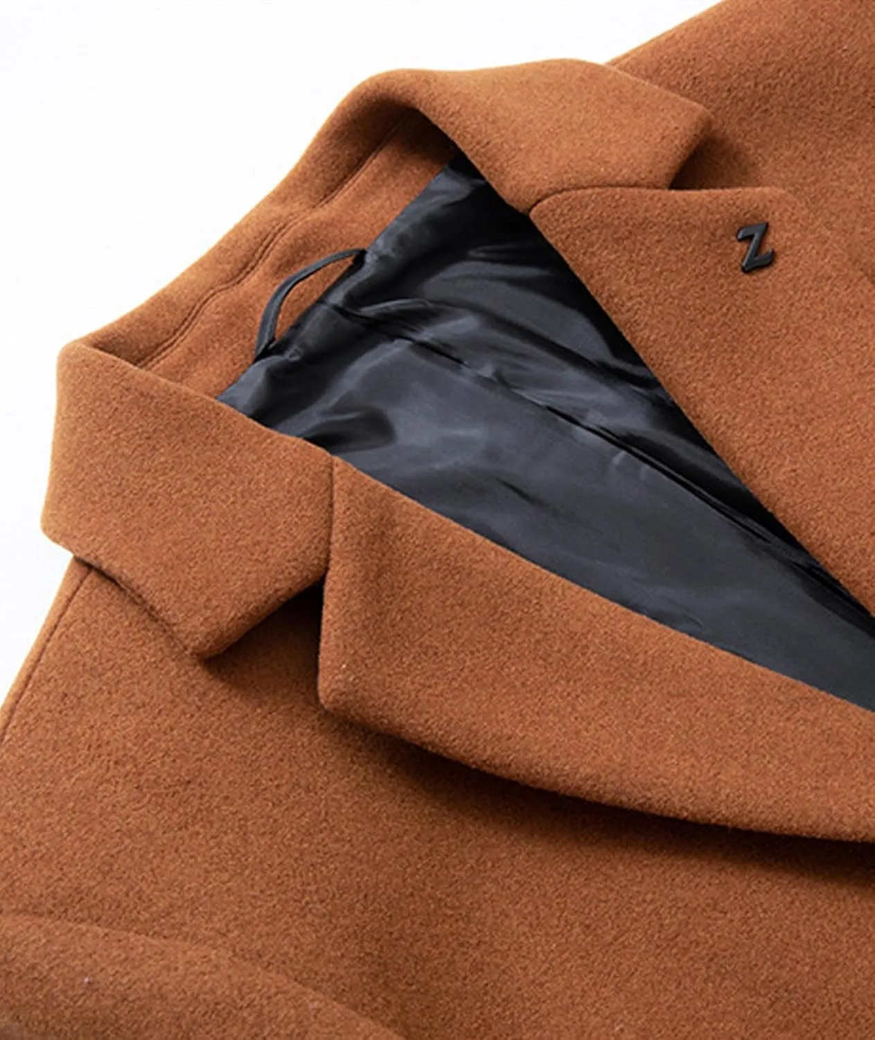 SOMTHRON Men's Wool Blend Trench Coat Single Breasted Notched Lapel Mid Long Winter Peacoat Overcoat with Pockets