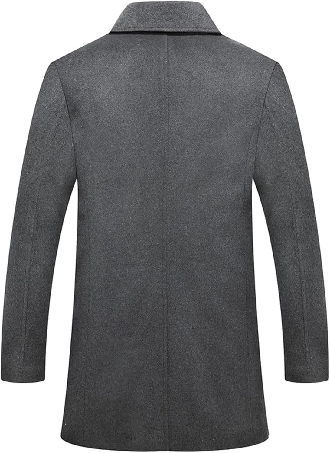 SOMTHRON Men's Woolen Trench Coat Regular Fit Double Breasted Wool Blend Jacket Winter Pea Coat Businesss Overcoat