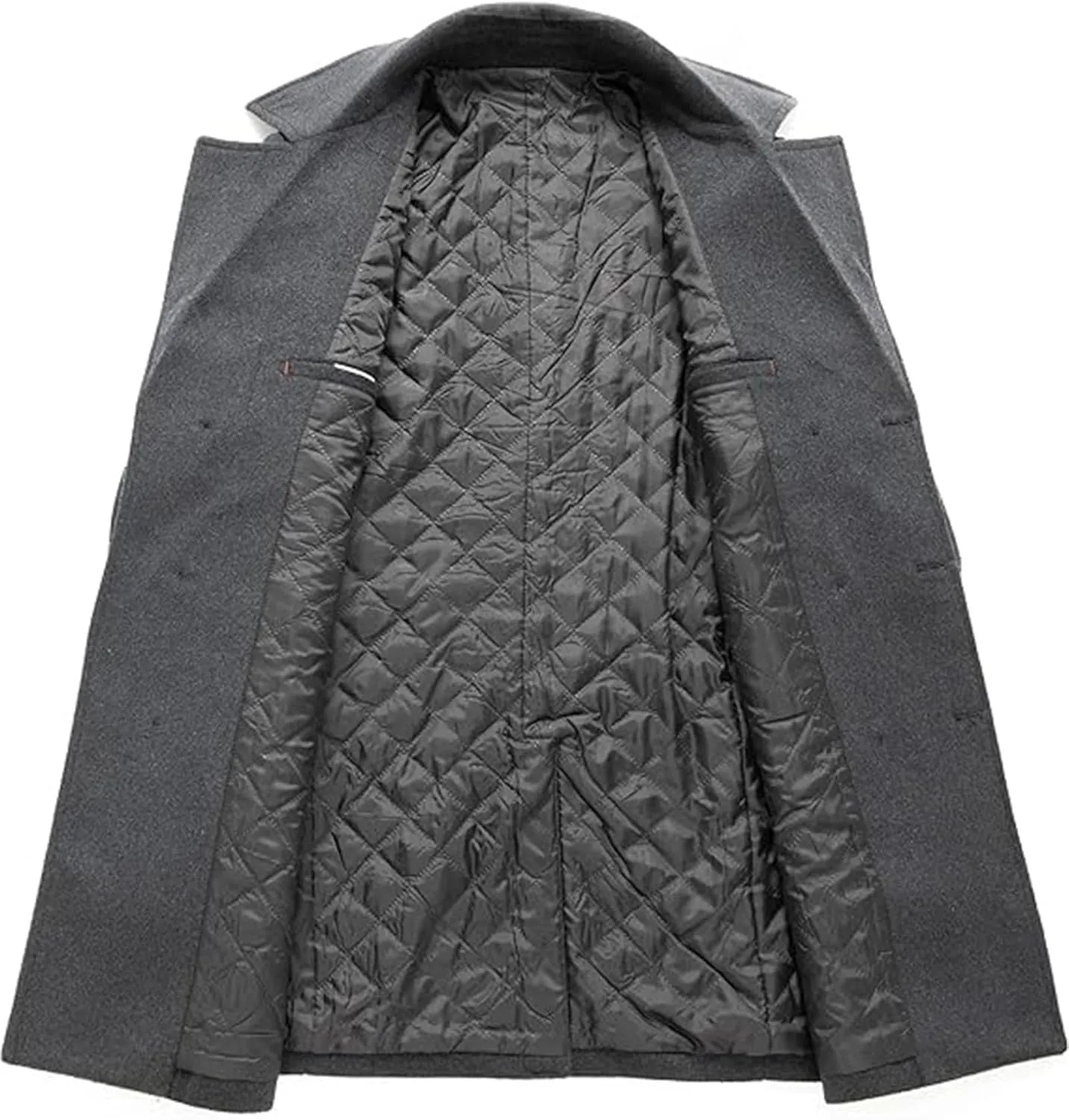 SOMTHRON Men's Woolen Trench Coat Regular Fit Double Breasted Wool Blend Jacket Winter Pea Coat Businesss Overcoat