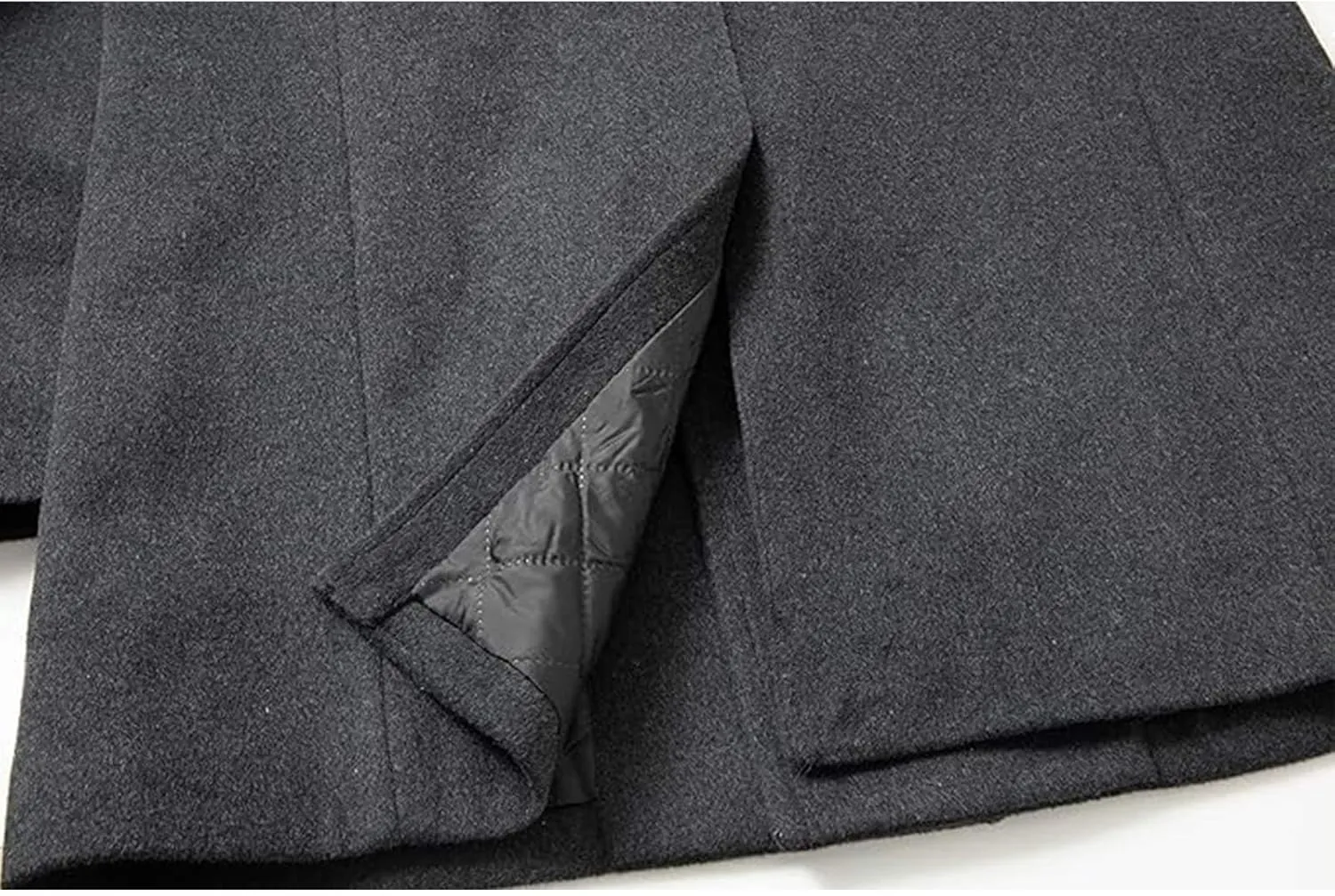 SOMTHRON Men's Woolen Trench Coat Regular Fit Double Breasted Wool Blend Jacket Winter Pea Coat Businesss Overcoat