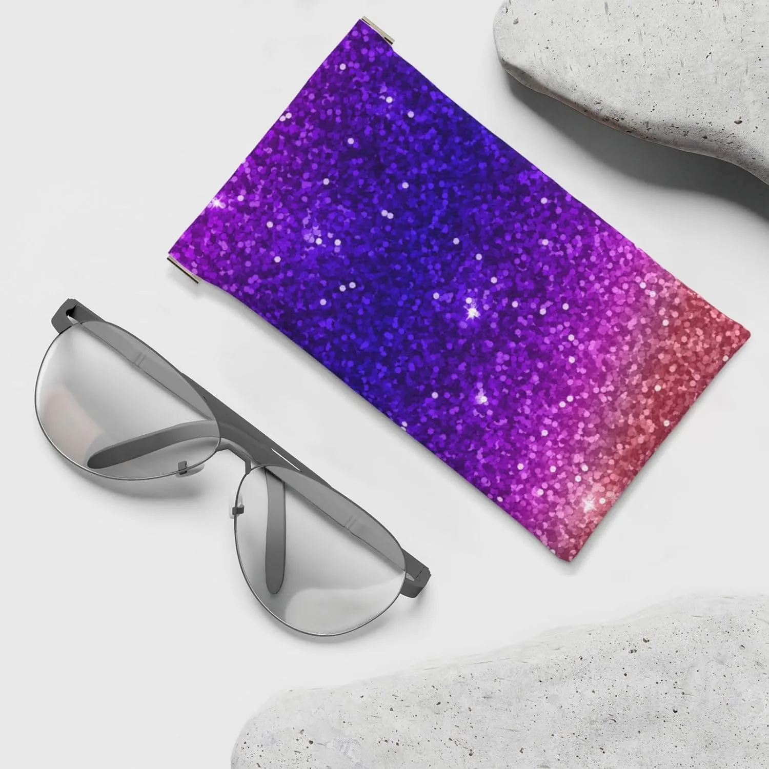 Squeeze Top Sunglass Case Soft Leather Eyeglass Case Portable Sunglasses Pouch