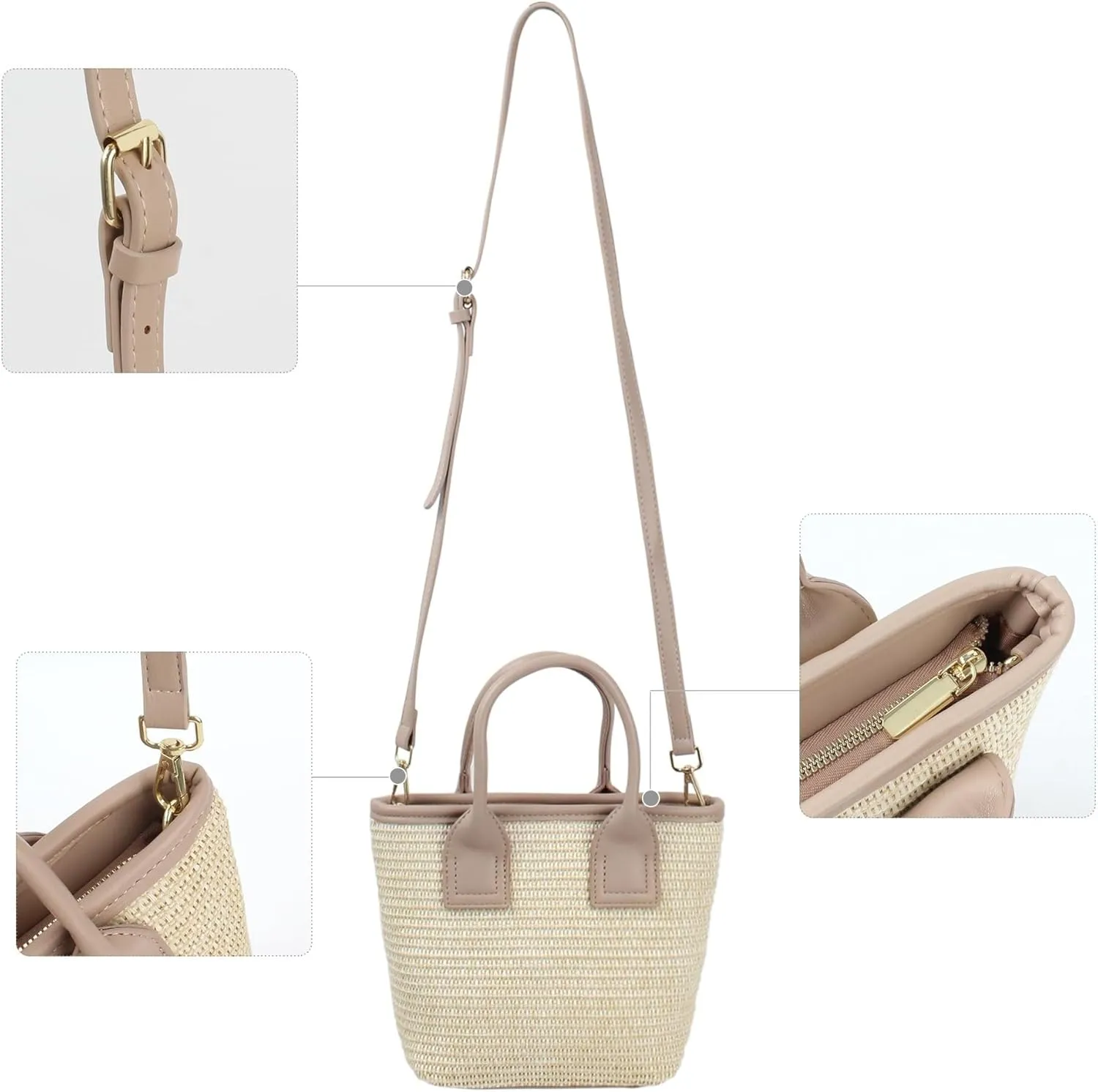 Summer Hobo Purse Women's Straw Top Handle Handwoven Crochet Crossbody Shoulder