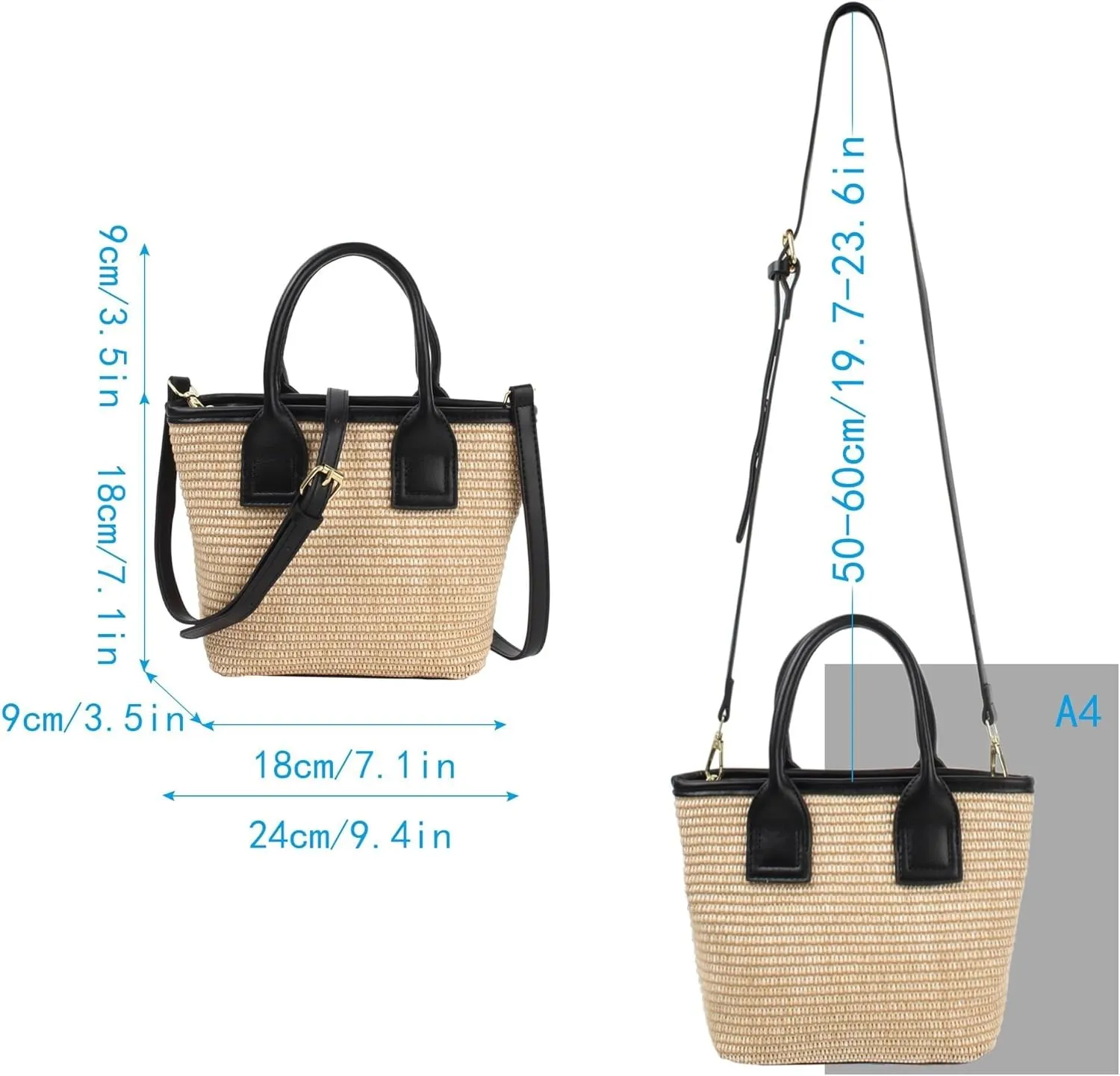 Summer Hobo Purse Women's Straw Top Handle Handwoven Crochet Crossbody Shoulder