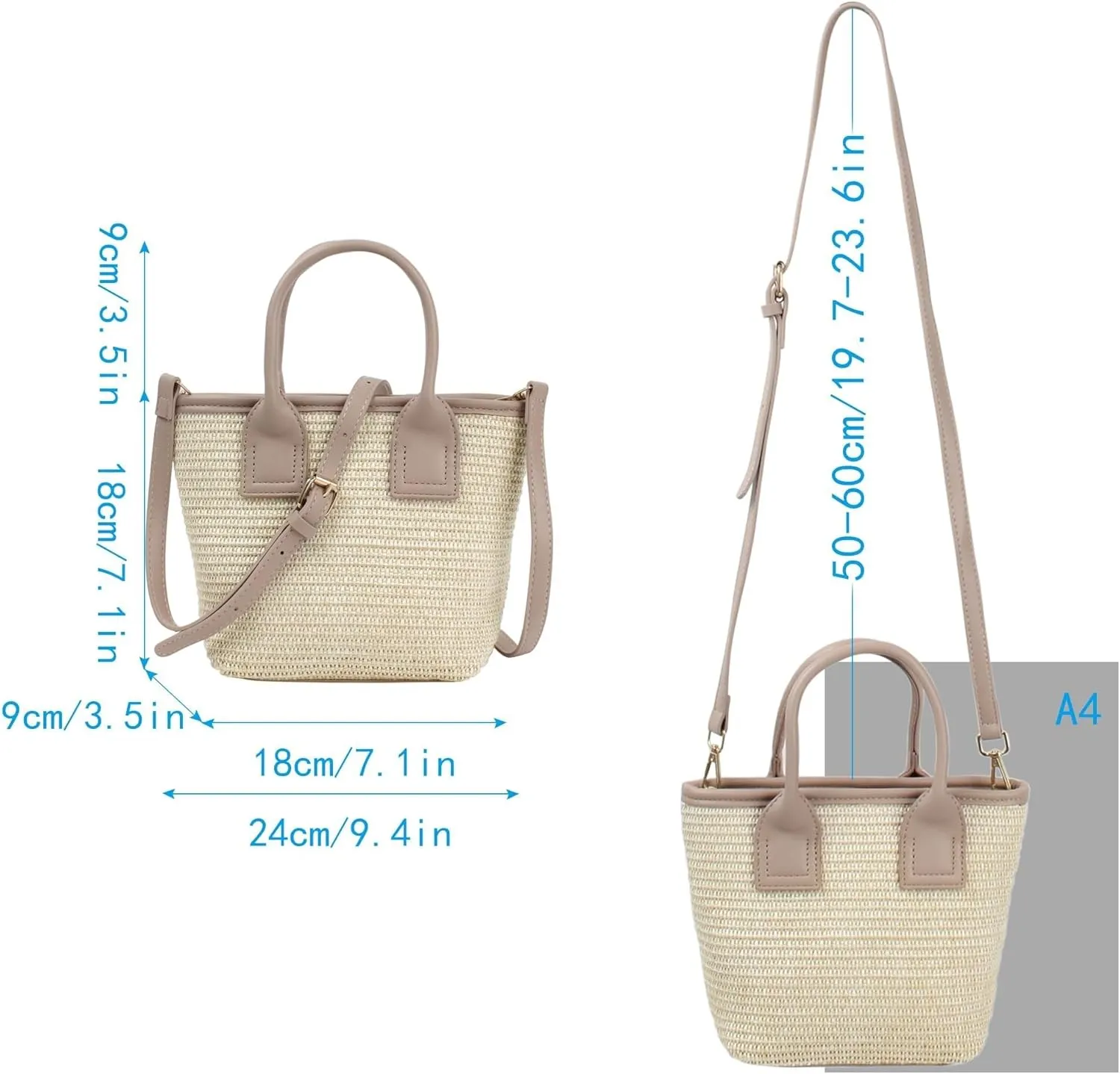 Summer Hobo Purse Women's Straw Top Handle Handwoven Crochet Crossbody Shoulder