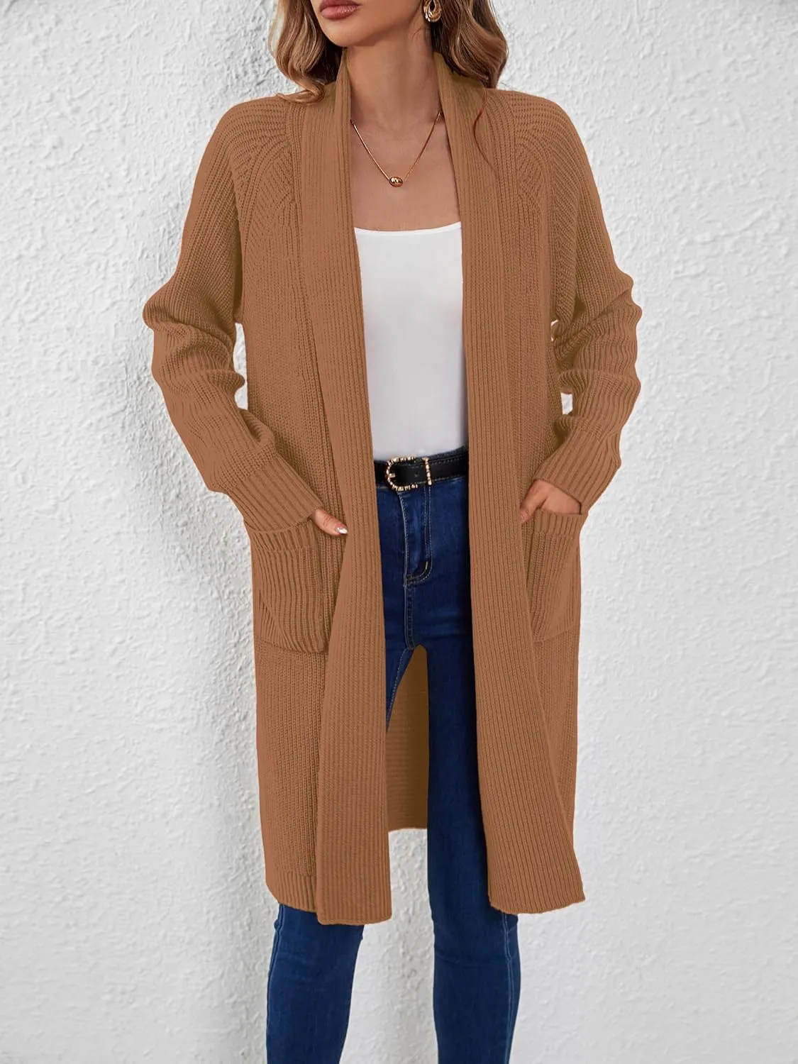 SuperPrity Cardigan Sweaters for Women Fashion 2024 Casual Open Front Knit Coat Long Sleeve Coatigan Jackets Fall Outwear