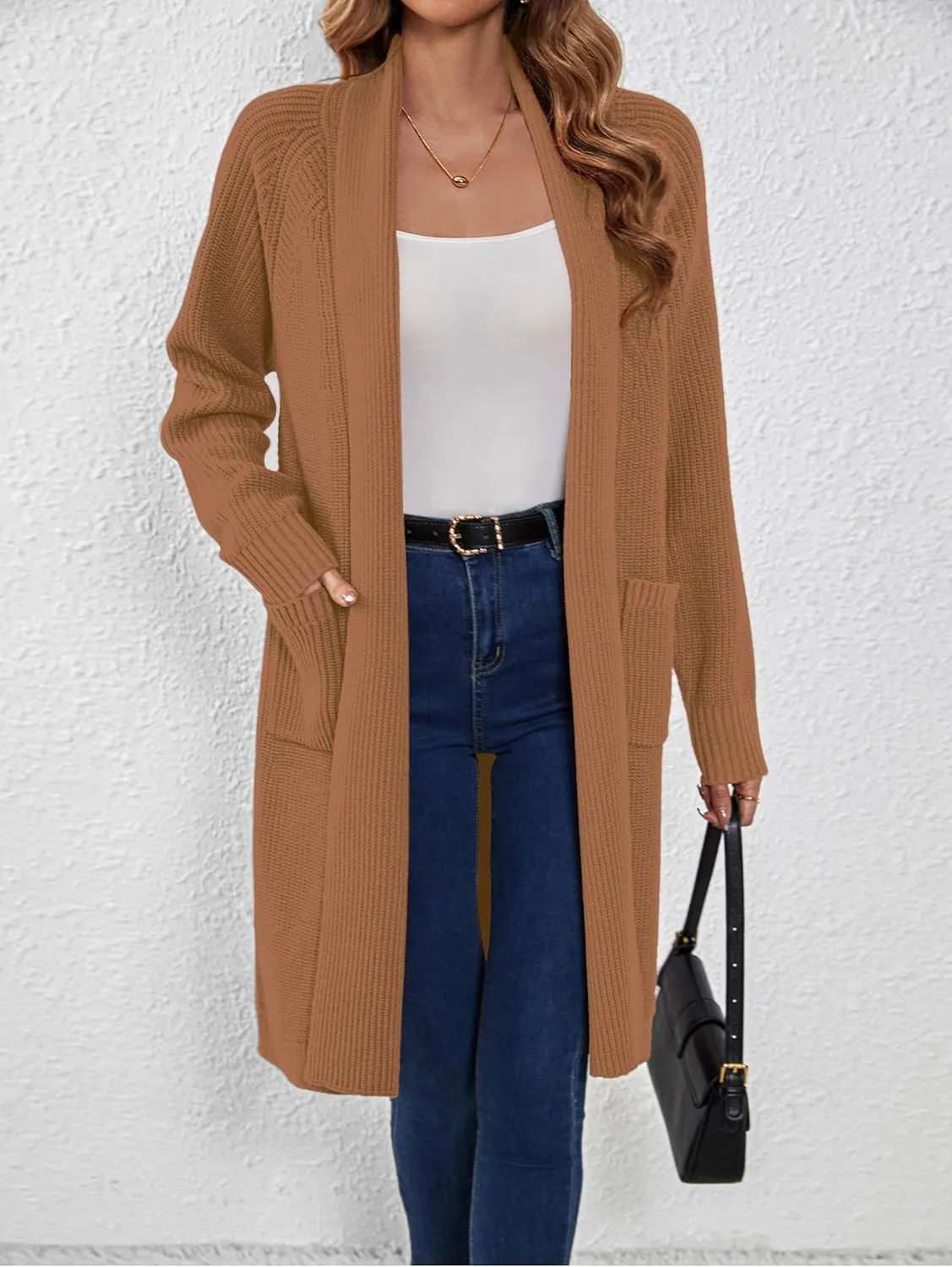 SuperPrity Cardigan Sweaters for Women Fashion 2024 Casual Open Front Knit Coat Long Sleeve Coatigan Jackets Fall Outwear