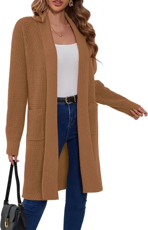 SuperPrity Cardigan Sweaters for Women Fashion 2024 Casual Open Front Knit Coat Long Sleeve Coatigan Jackets Fall Outwear