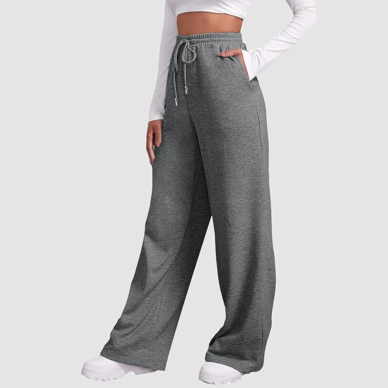 Sweatpants for Women Short Fleece Drawstring Casual Yoga Pants with Pockets Cargo Pants for Women Casual