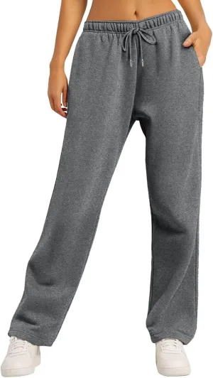 Sweatpants for Women Short Fleece Drawstring Casual Yoga Pants with Pockets Cargo Pants for Women Casual