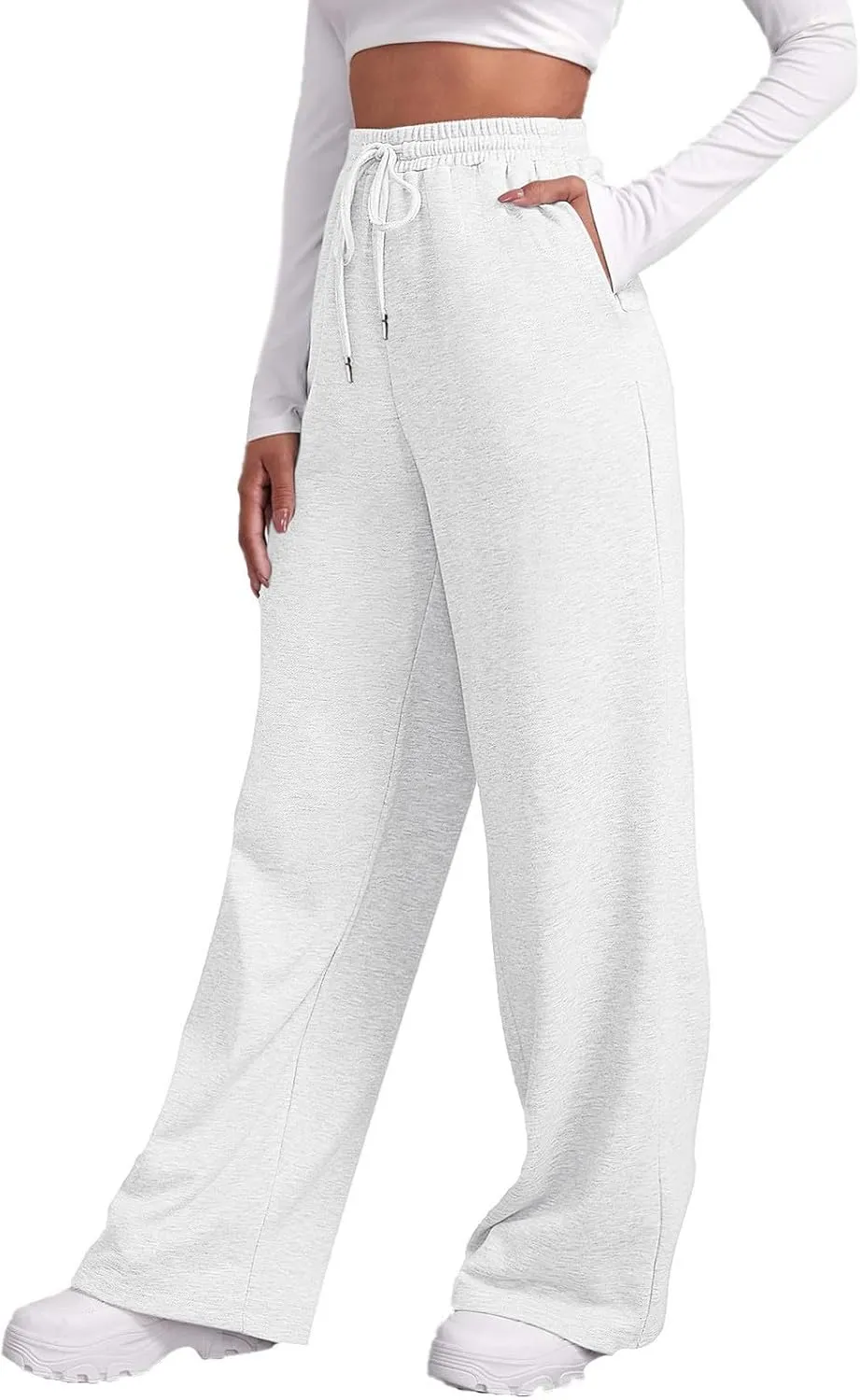 Sweatpants for Women Short Fleece Drawstring Casual Yoga Pants with Pockets Cargo Pants for Women Casual