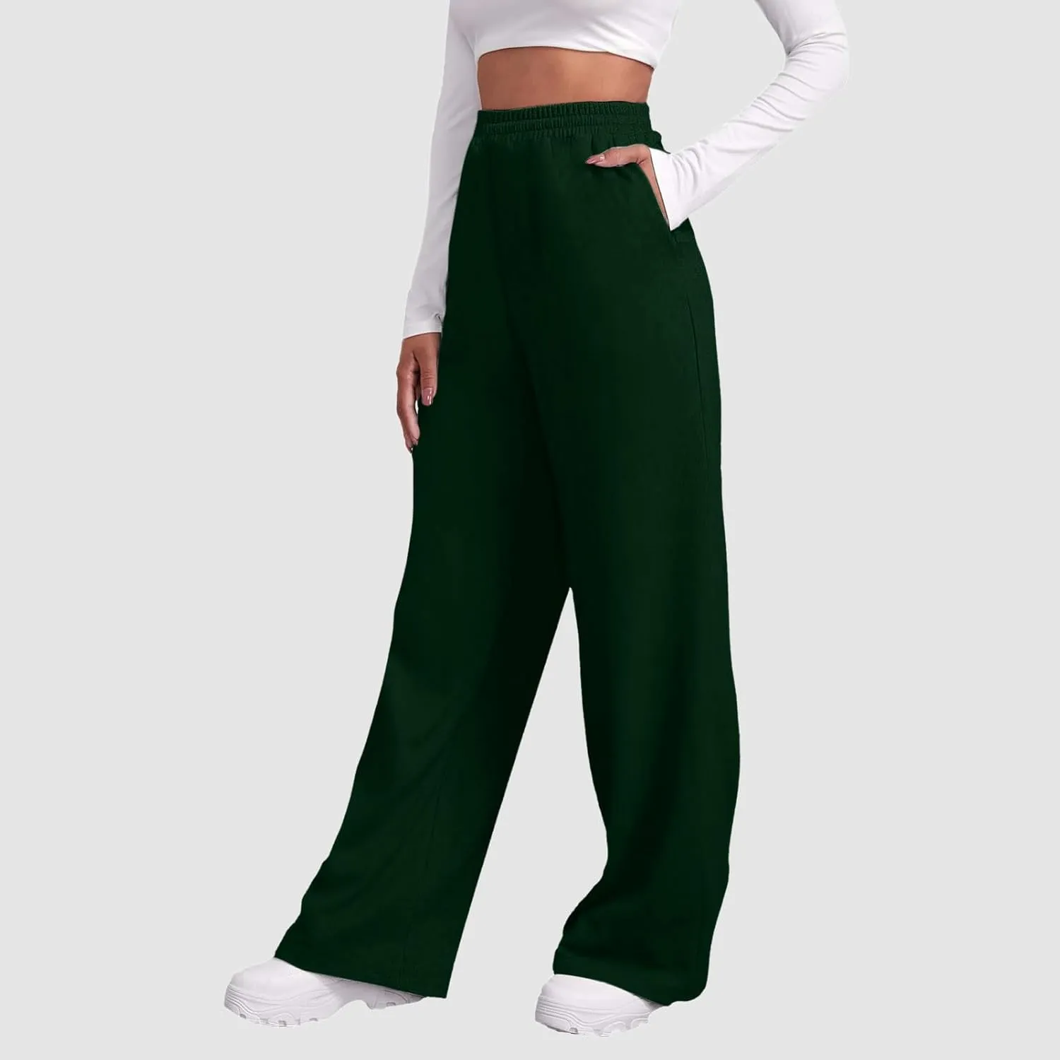 Sweatpants for Women Short Fleece Drawstring Casual Yoga Pants with Pockets Cargo Pants for Women Casual