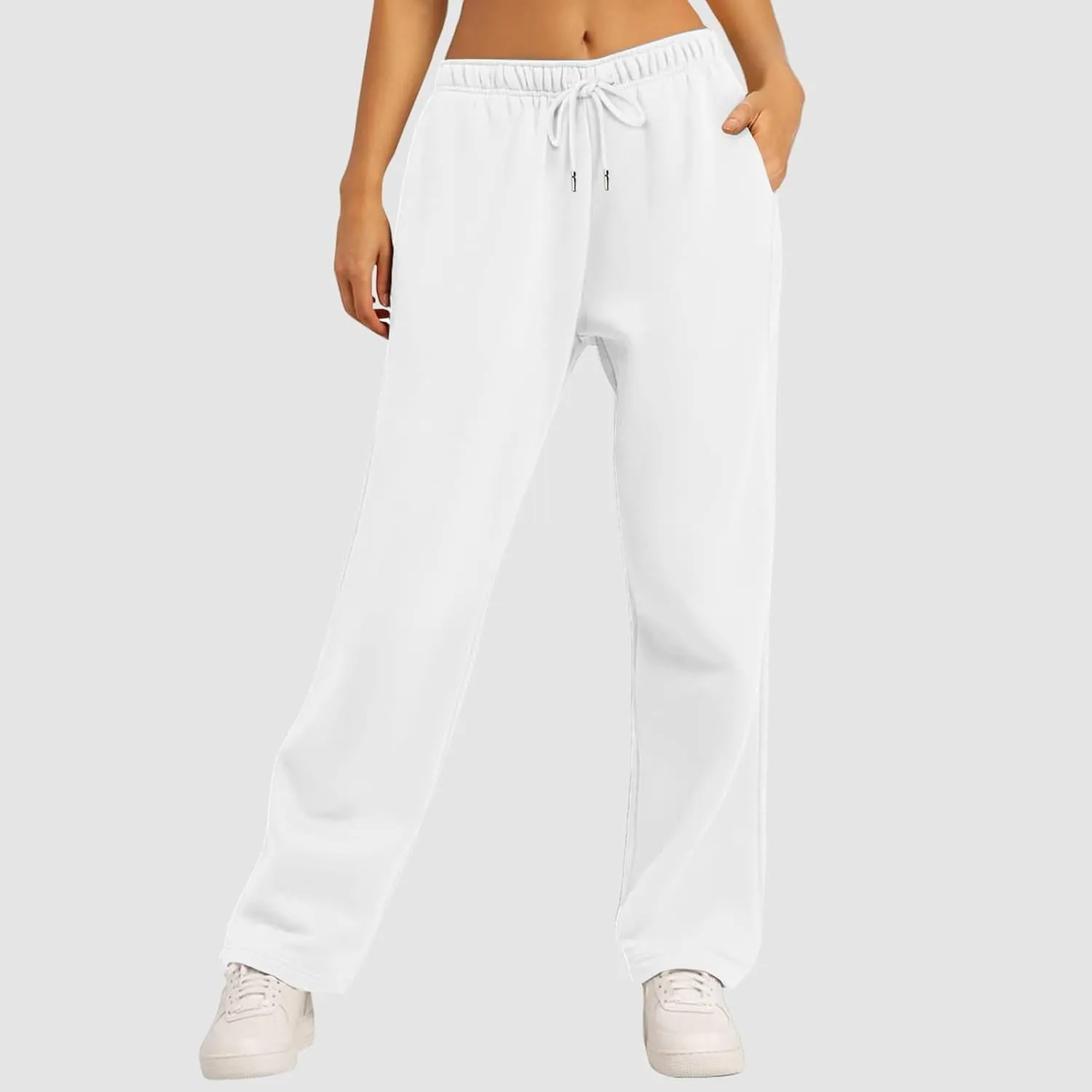 Sweatpants for Women Short Fleece Drawstring Casual Yoga Pants with Pockets Cargo Pants for Women Casual
