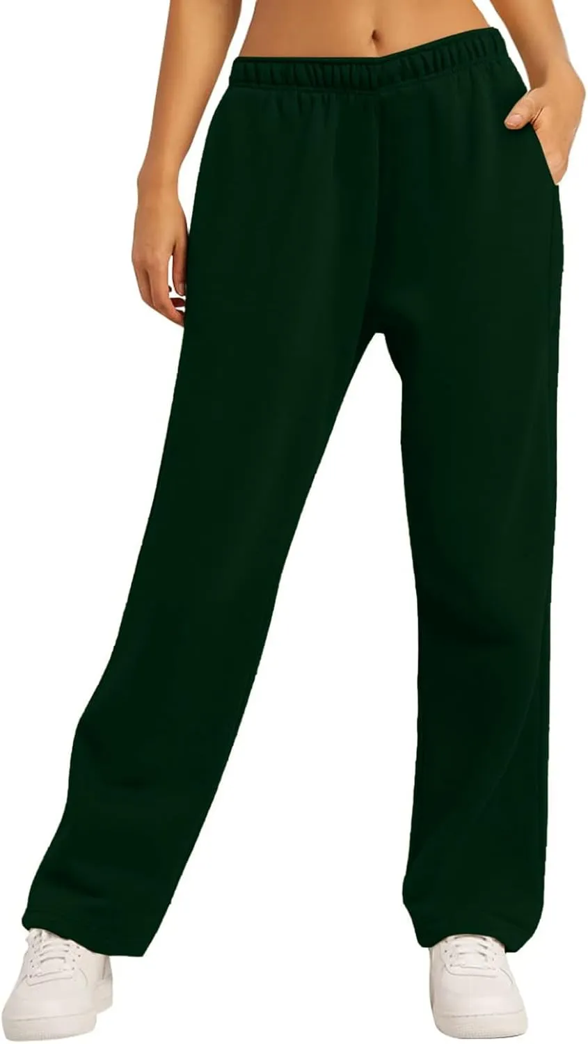 Sweatpants for Women Short Fleece Drawstring Casual Yoga Pants with Pockets Cargo Pants for Women Casual