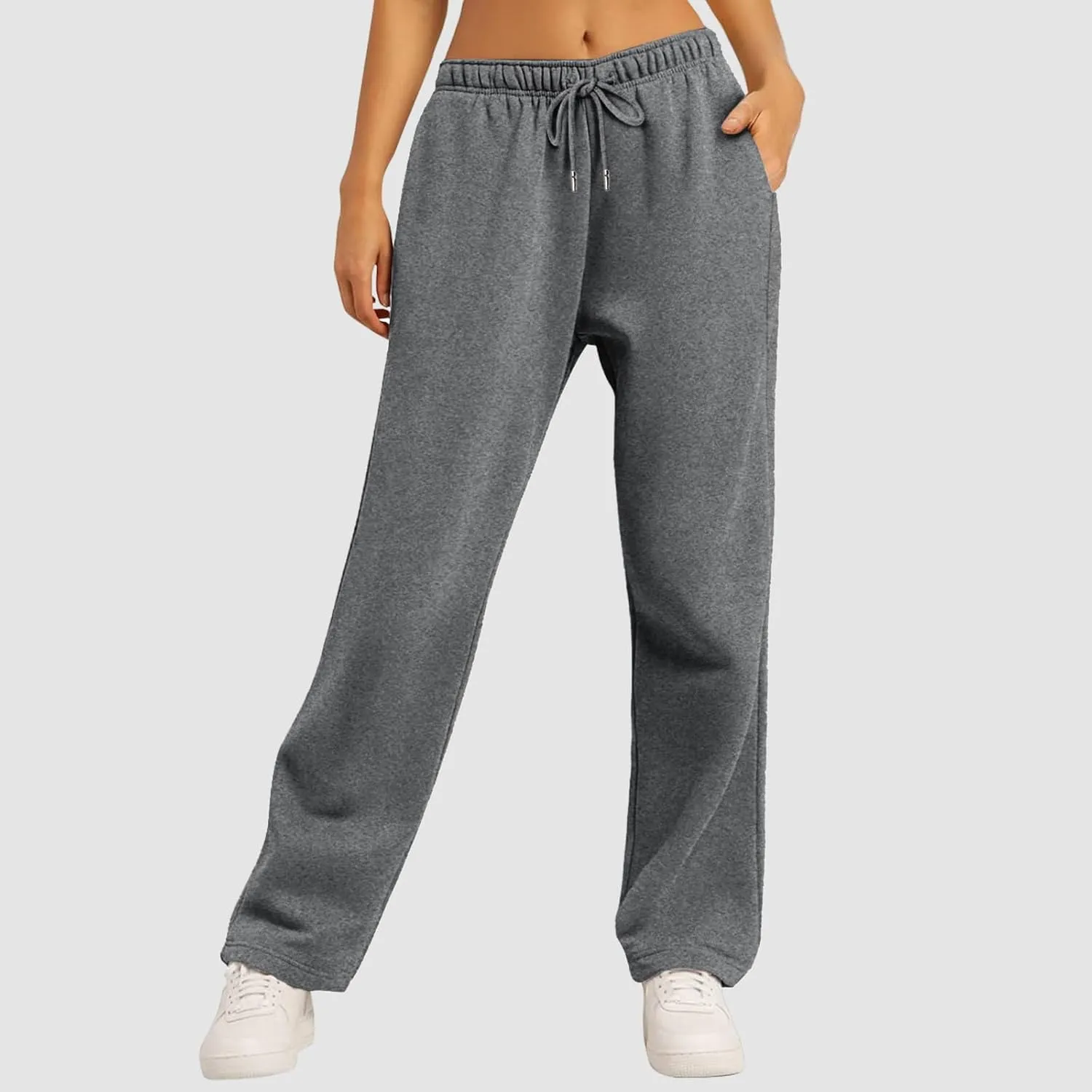 Sweatpants for Women Short Fleece Drawstring Casual Yoga Pants with Pockets Cargo Pants for Women Casual
