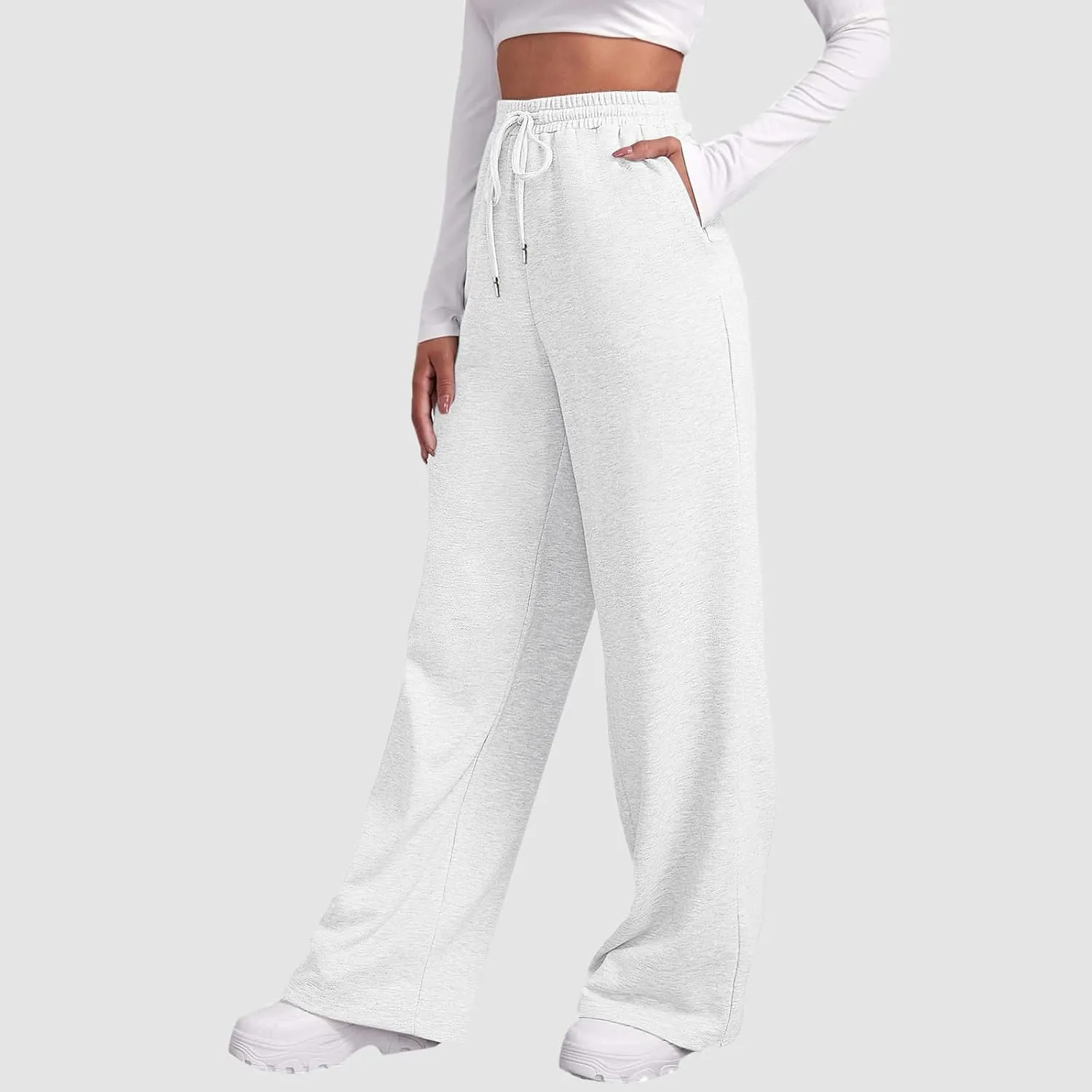 Sweatpants for Women Short Fleece Drawstring Casual Yoga Pants with Pockets Cargo Pants for Women Casual