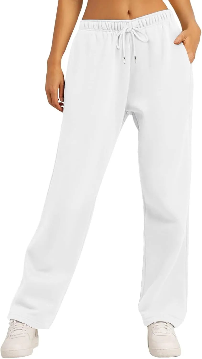 Sweatpants for Women Short Fleece Drawstring Casual Yoga Pants with Pockets Cargo Pants for Women Casual