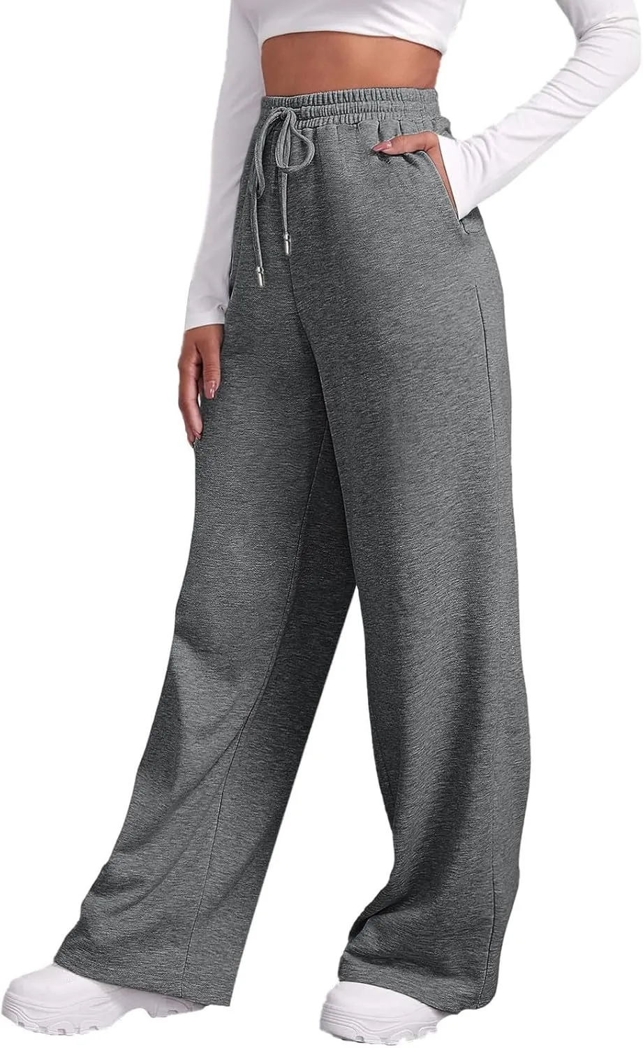 Sweatpants for Women Short Fleece Drawstring Casual Yoga Pants with Pockets Cargo Pants for Women Casual