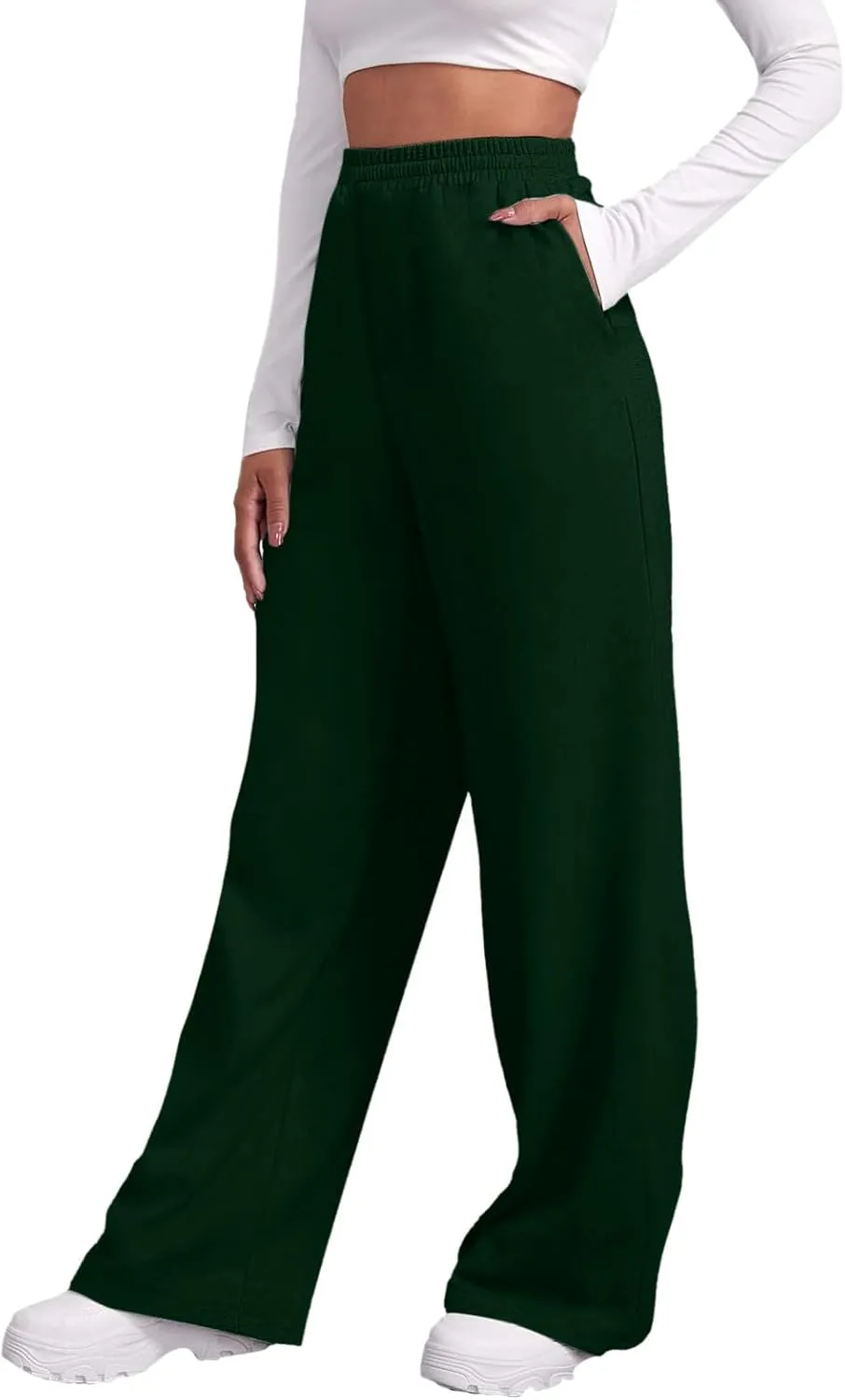 Sweatpants for Women Short Fleece Drawstring Casual Yoga Pants with Pockets Cargo Pants for Women Casual