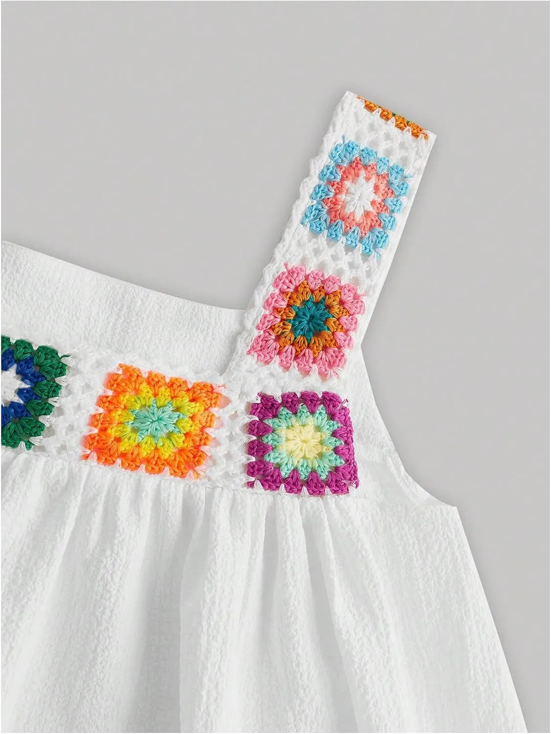 SweatyRocks Women's Crochet Embroidered Vintage Boho Ruffled Flowy Tank Top