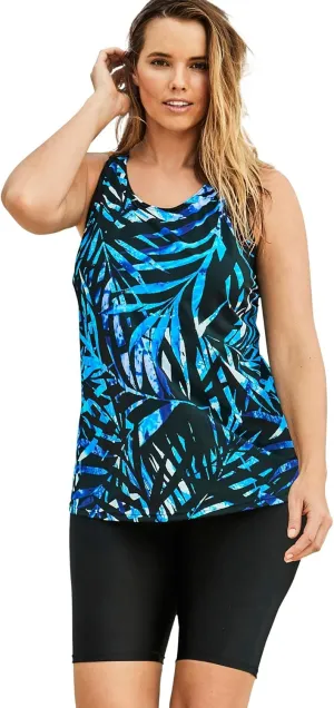 Swim 365 Women's Plus Size Longer-Length Racerback Tankini Top