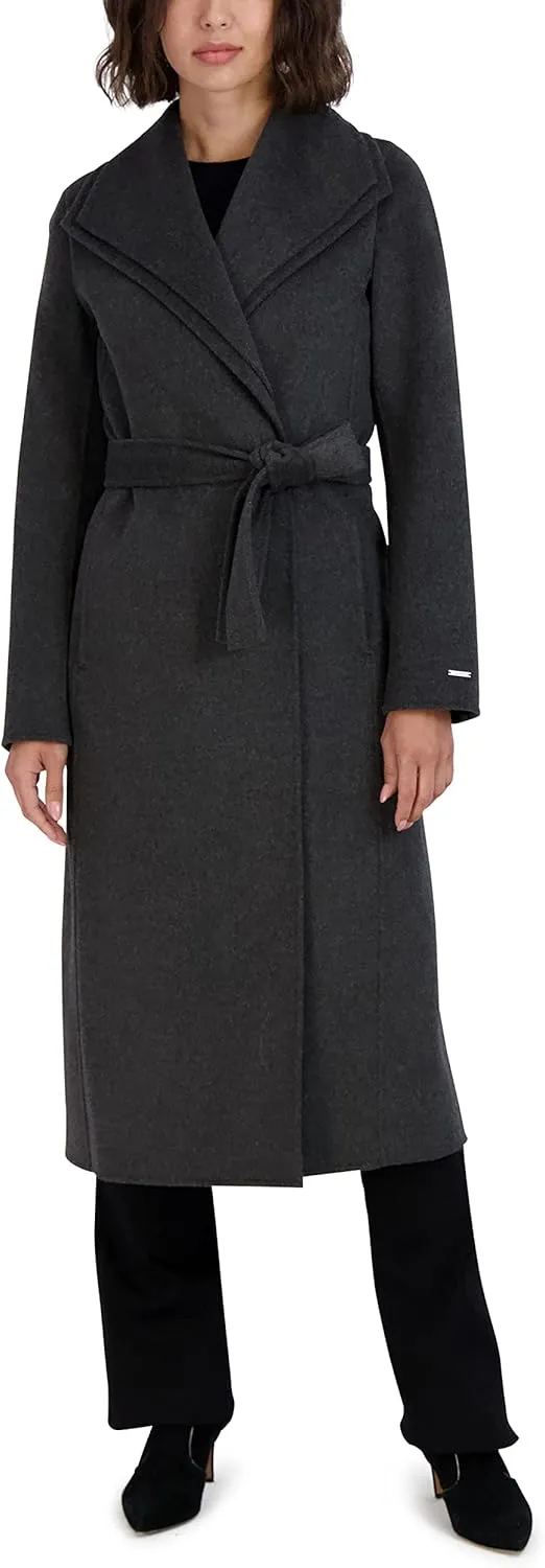 TAHARI Women's Peacoat Wool Blend Double Face Winter Trench Coat