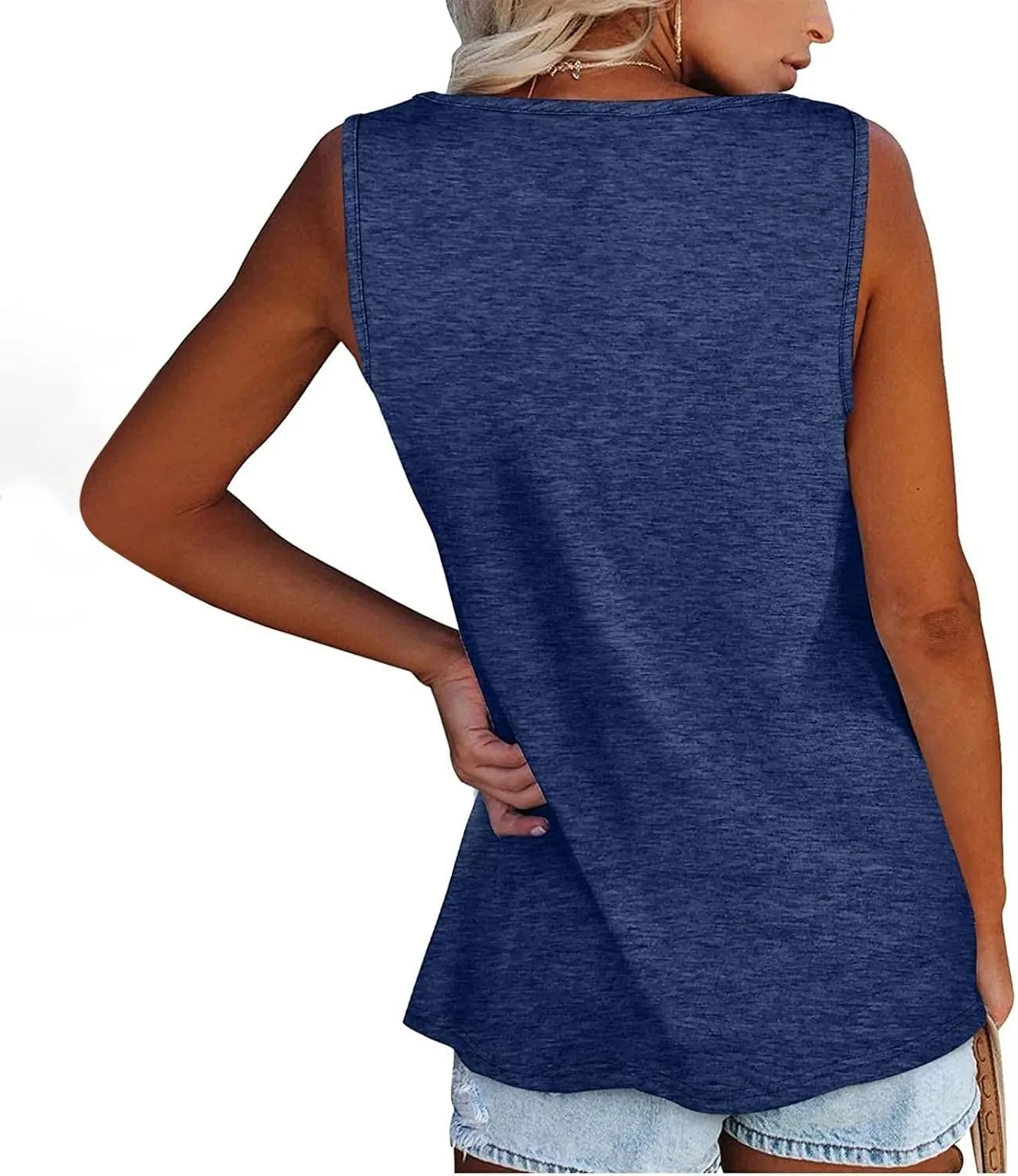 Tank Top For Women Summer Casual Solid Sleeveless Basic Cami Shirts Plus Size Henley Button Down Tunics Tshirts