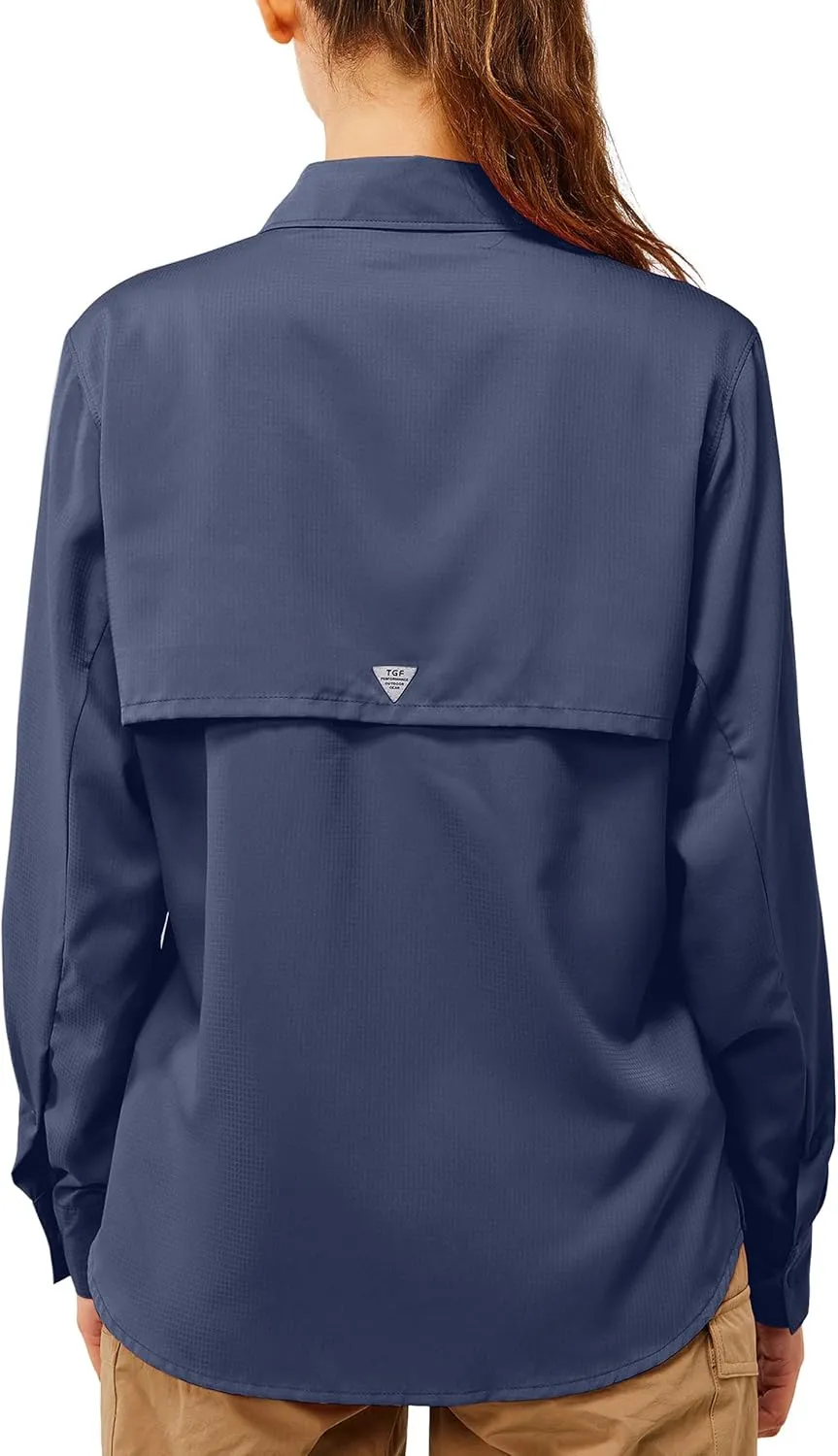 TGF Women's Sun Protection Fishing Shirts Long Sleeve Button Up Shirt with Zipper Pockets for Traveling Hiking Camping