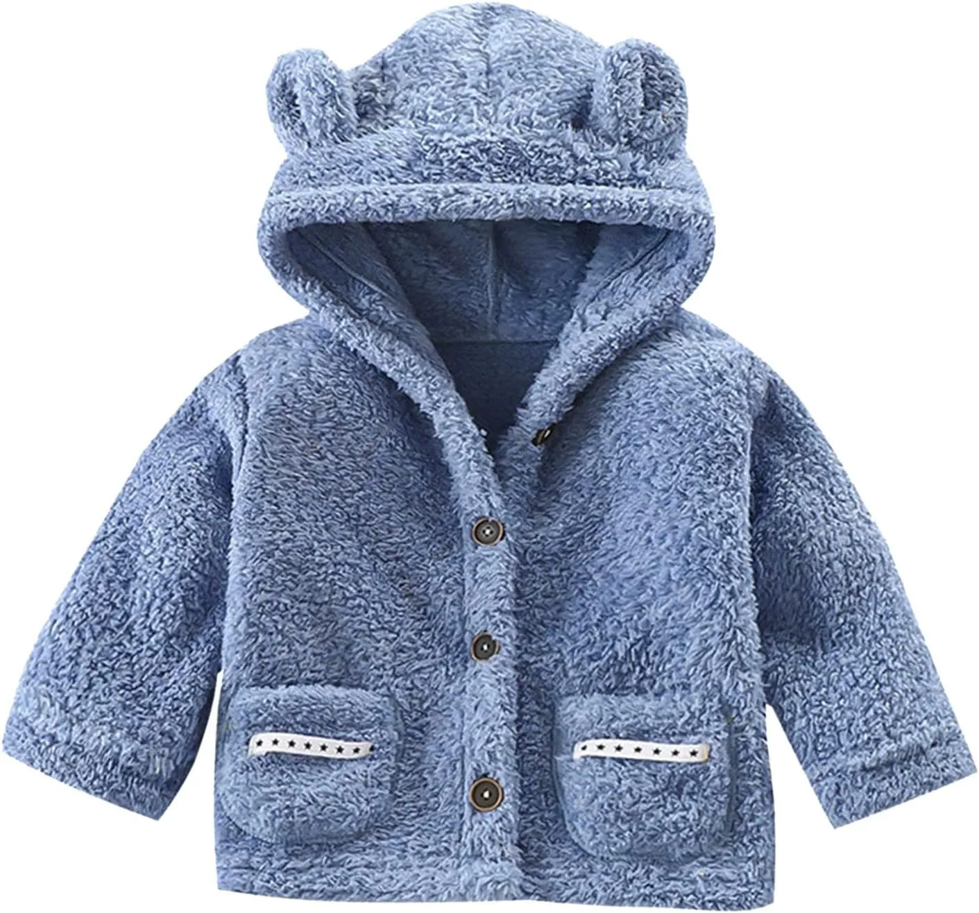 Toddler Baby Boy Girl Little Cute Bear Hoodie Jacket Fuzzy Winter Warm Sweatshirt Coat with Pockets