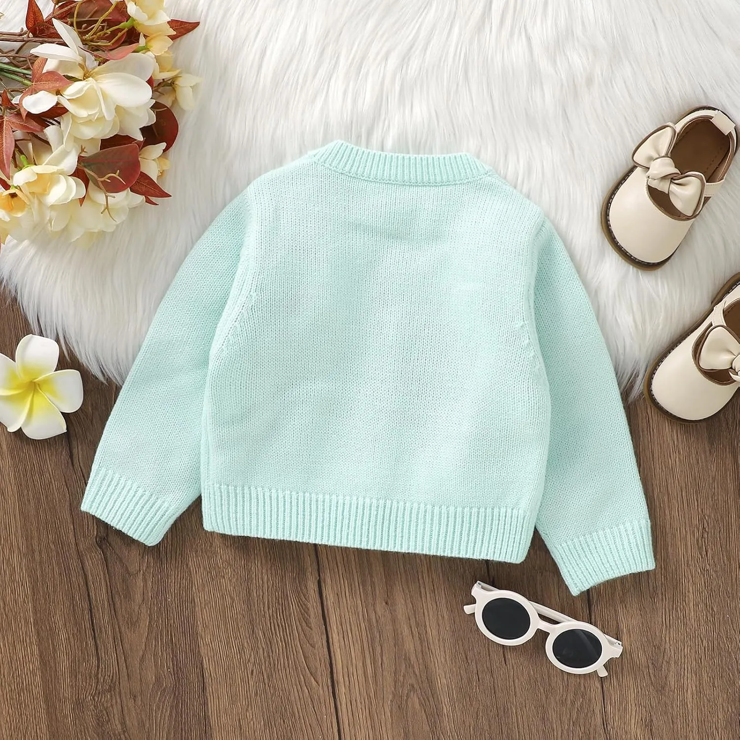 Toddler Baby Girl Sweater Floral Cardigan Knit Long Sleeve Coat Cute Fall Winter Outfits Clothes Infant Newborn