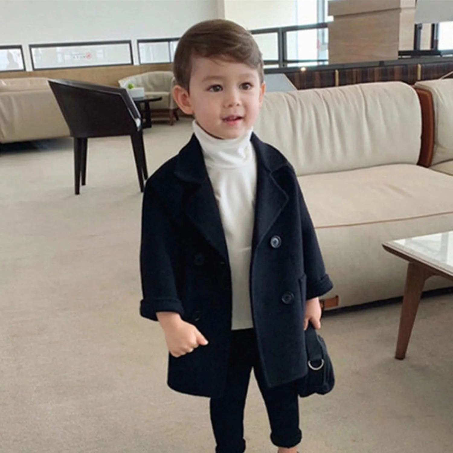 Toddler Baby Girl Winter Coat Dress Coat Warm Jacket Long Sleeve Button Trench Coat Kids Peacoat Outwear Clothes