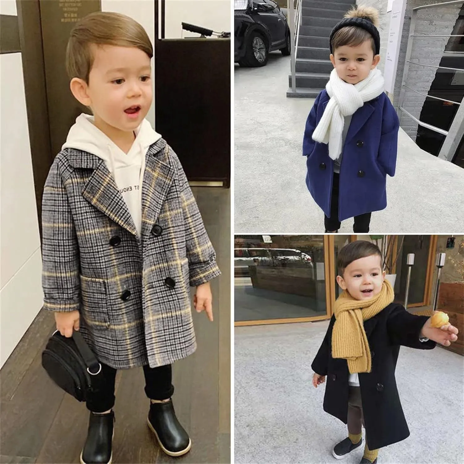 Toddler Baby Girl Winter Coat Dress Coat Warm Jacket Long Sleeve Button Trench Coat Kids Peacoat Outwear Clothes