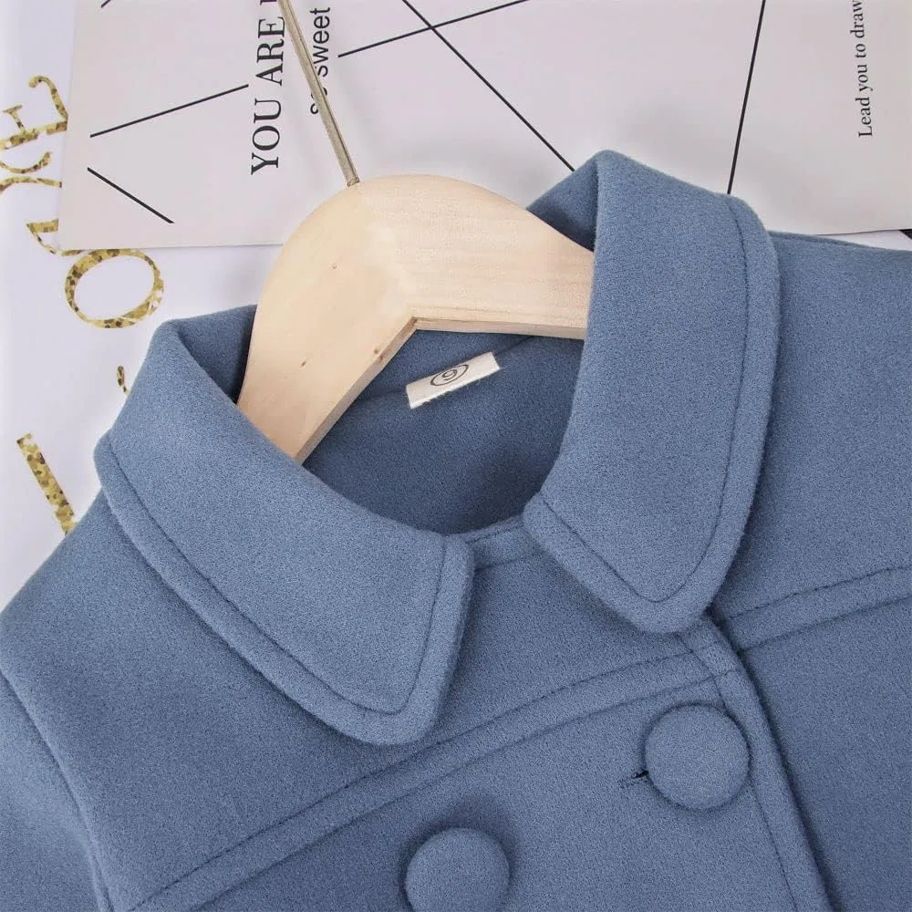 Toddler Baby Girl Winter Coat Dress Coat Warm Jacket Long Sleeve Button Trench Coat Kids Peacoat Outwear Clothes