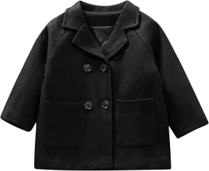 Toddler Baby Girl Winter Coat Dress Coat Warm Jacket Long Sleeve Button Trench Coat Kids Peacoat Outwear Clothes