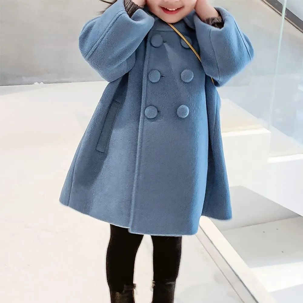 Toddler Baby Girl Winter Coat Dress Coat Warm Jacket Long Sleeve Button Trench Coat Kids Peacoat Outwear Clothes