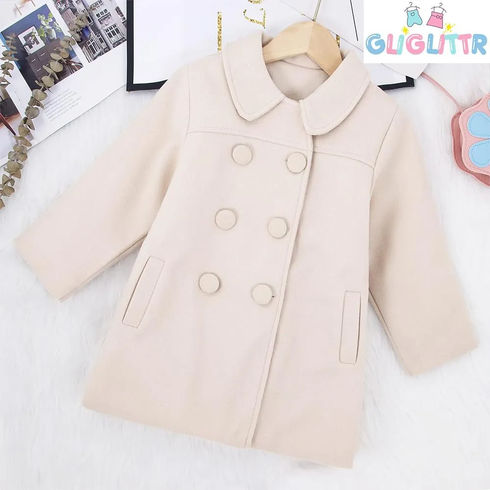 Toddler Baby Girl Winter Coat Dress Coat Warm Jacket Long Sleeve Button Trench Coat Kids Peacoat Outwear Clothes