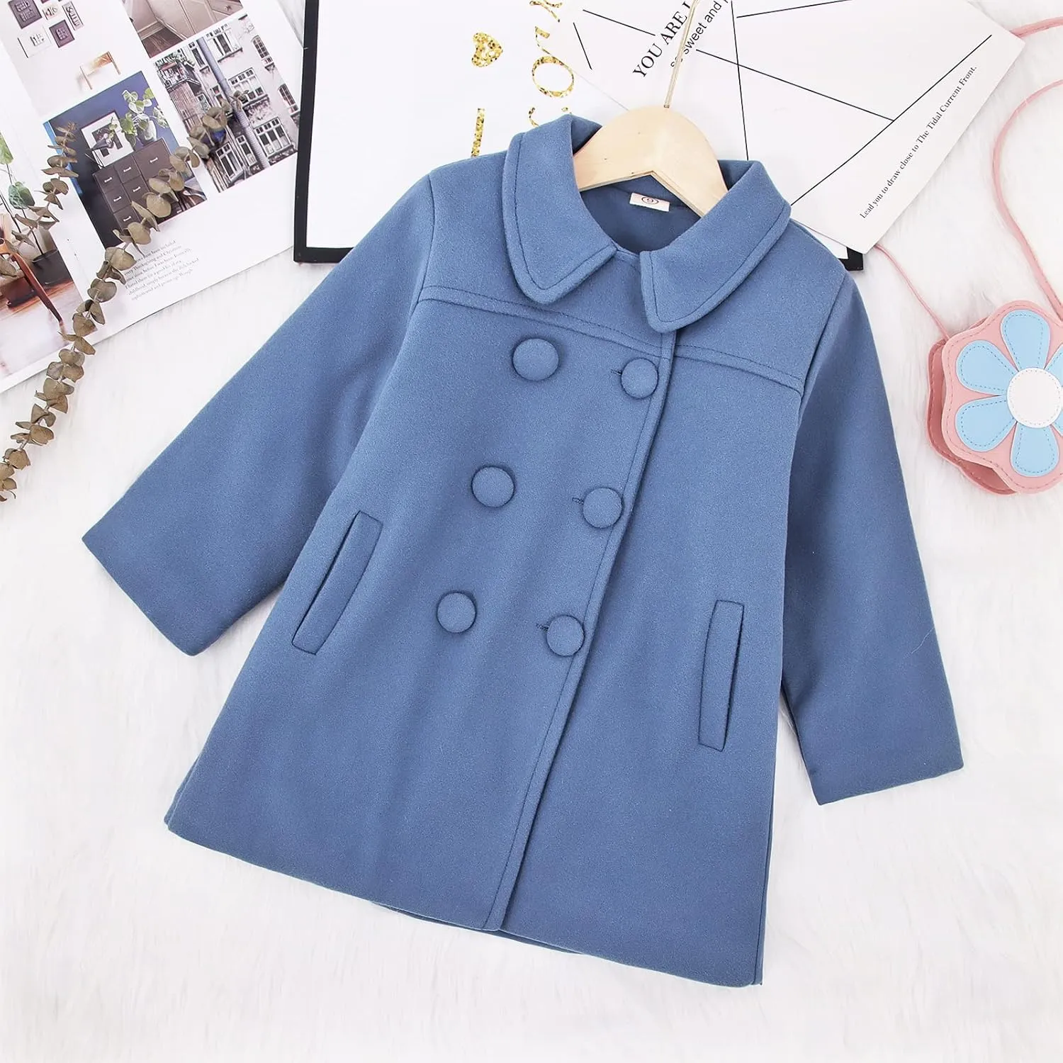 Toddler Baby Girl Winter Coat Dress Coat Warm Jacket Long Sleeve Button Trench Coat Kids Peacoat Outwear Clothes