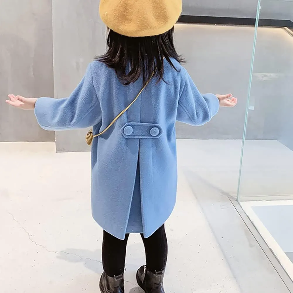 Toddler Baby Girl Winter Coat Dress Coat Warm Jacket Long Sleeve Button Trench Coat Kids Peacoat Outwear Clothes