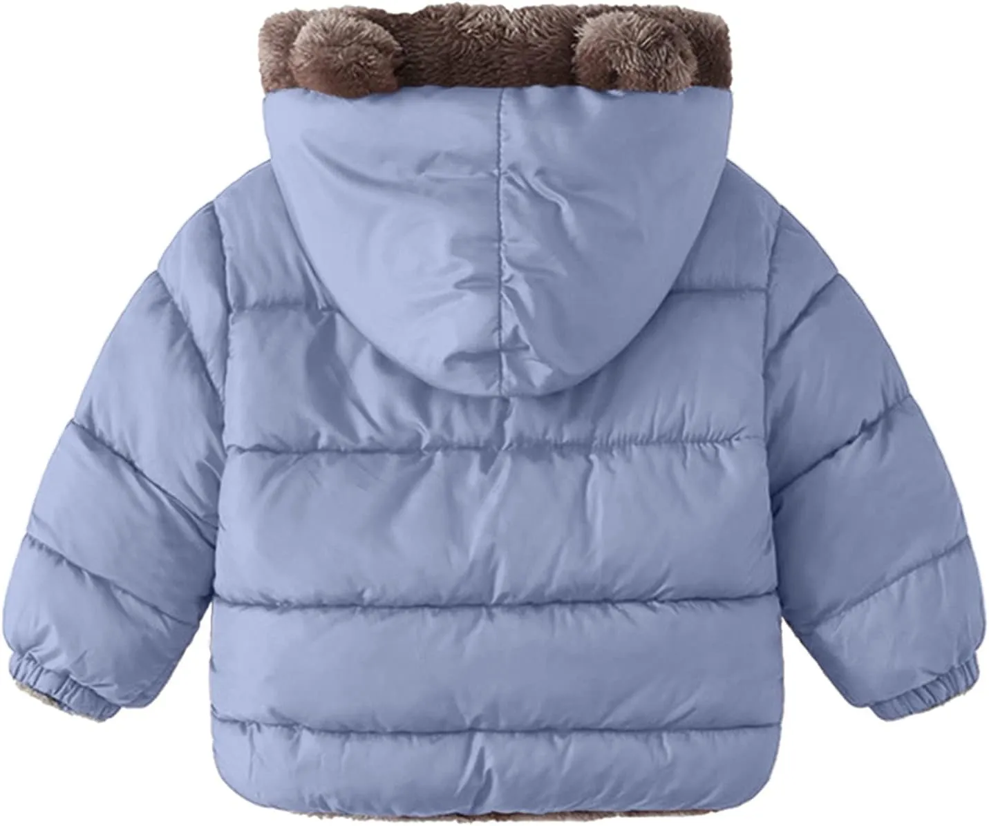 Toddler Boys Girls Winter Coat Bear Ears Hooded Jacket Two 1-5Years Old Kids Fleece Thicken Hoodie Outerwear