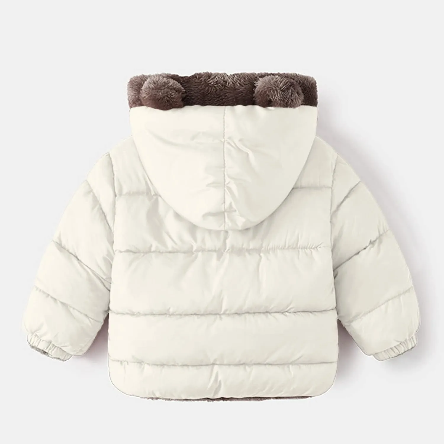 Toddler Boys Girls Winter Coat Bear Ears Hooded Jacket Two 1-5Years Old Kids Fleece Thicken Hoodie Outerwear