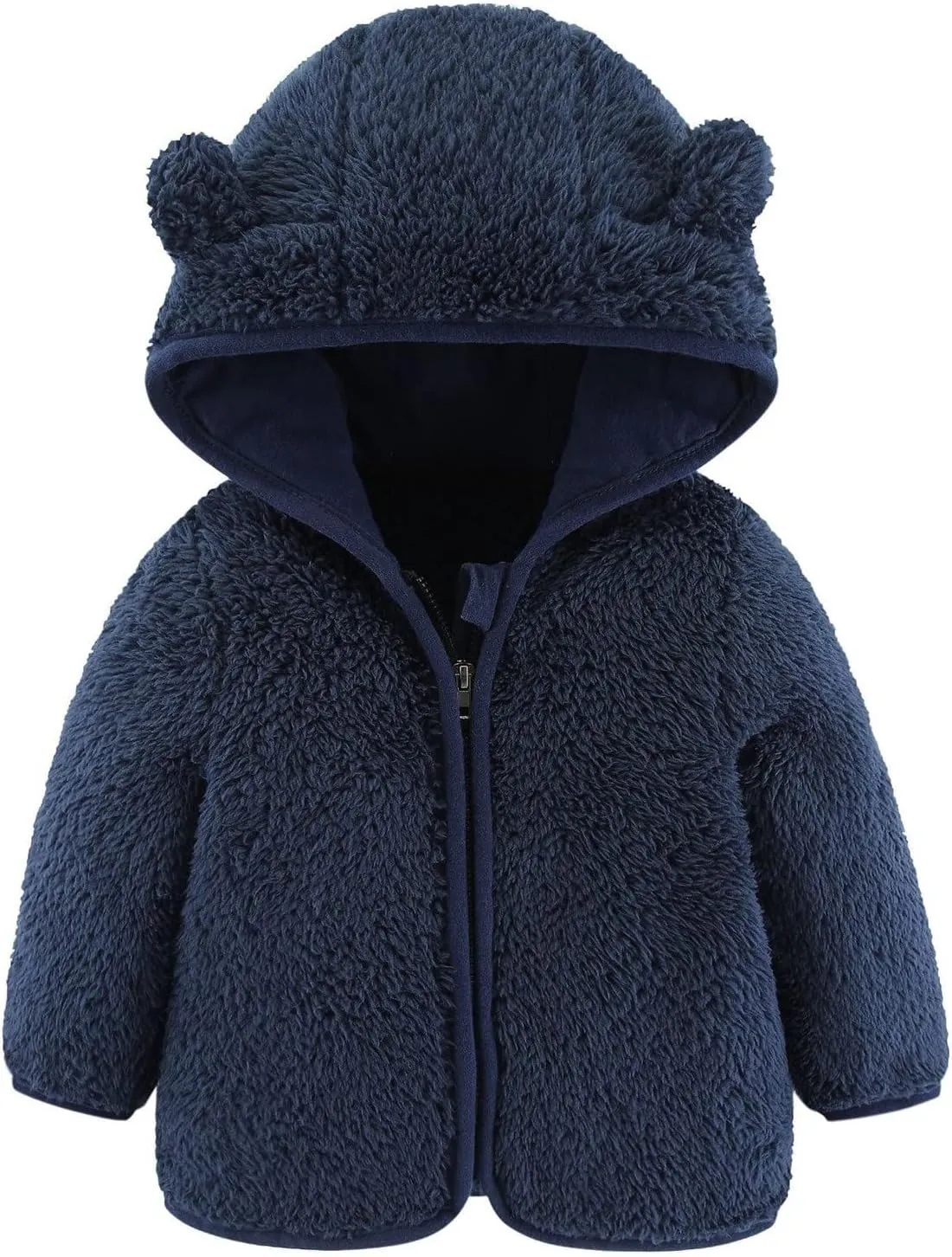 Toddler Boys Girls Winter Down Coat Soft Cotton Padded Jacket Cute Cartoon Bear Ears Thick Hooded Jacket