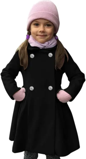 Toddler Girls  Coat Faux Wool Double Breasted Trench Jacket Warm Solid Outwear Peacoat for 16 Years