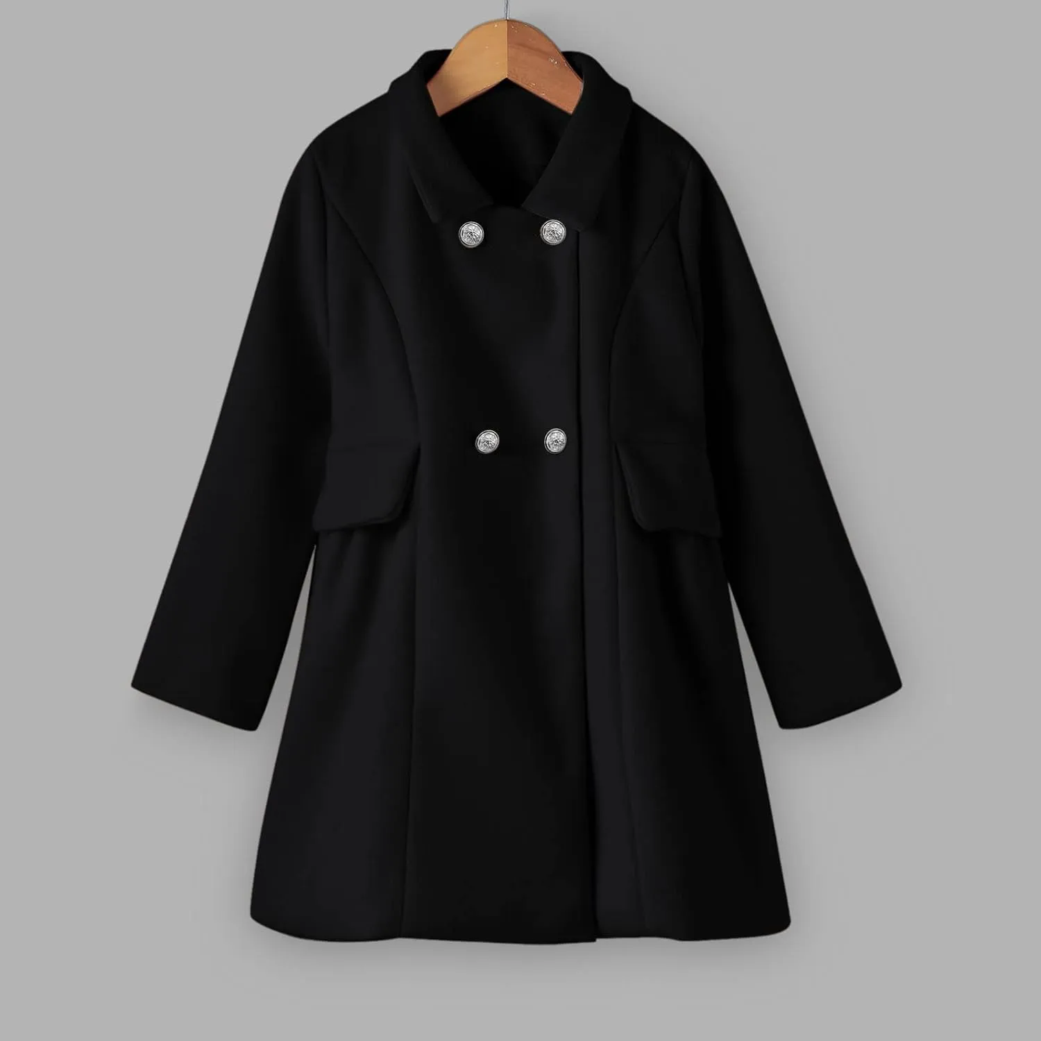 Toddler Girls  Coat Faux Wool Double Breasted Trench Jacket Warm Solid Outwear Peacoat for 16 Years