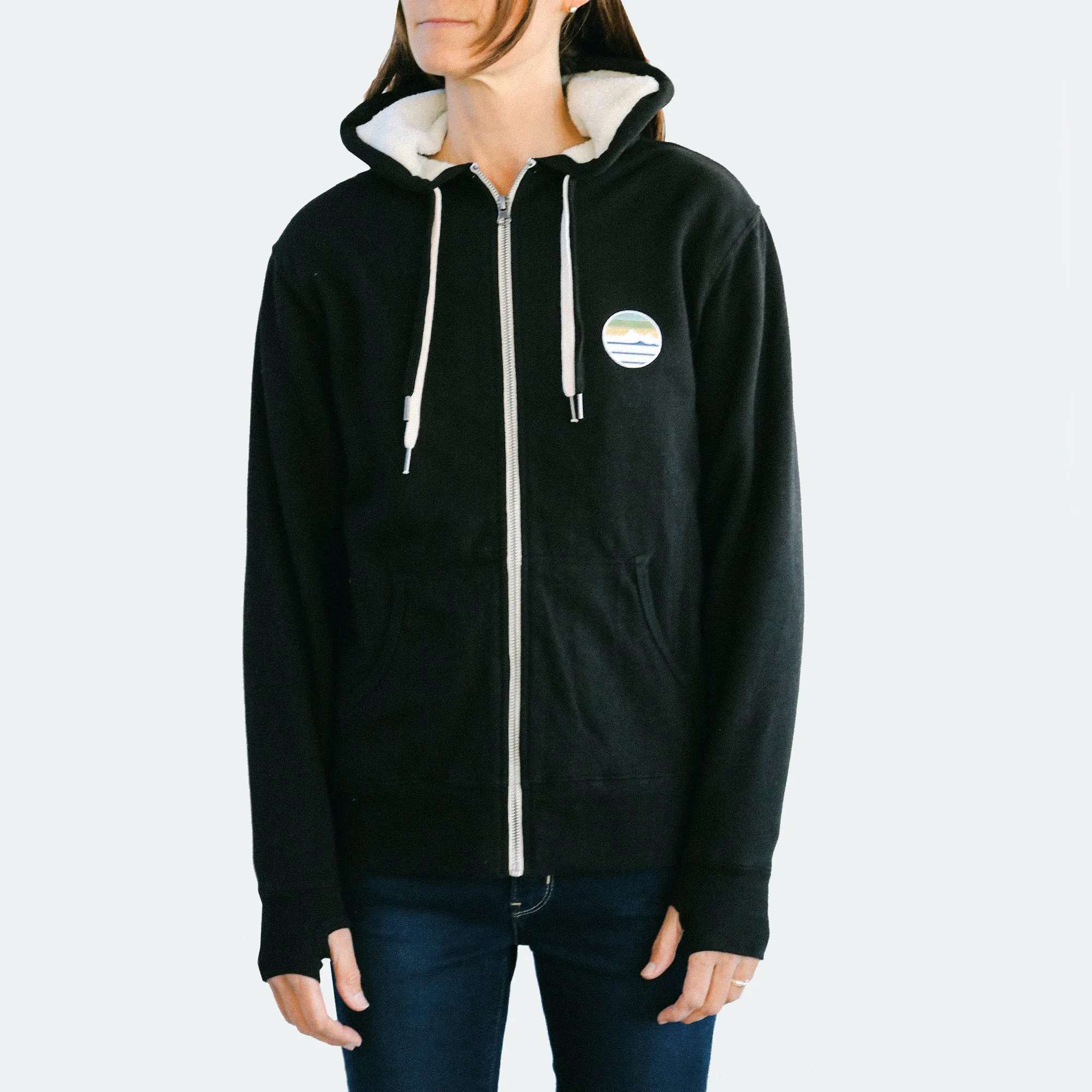 Traveler Sherpa Lined Patch Zip Hoodie