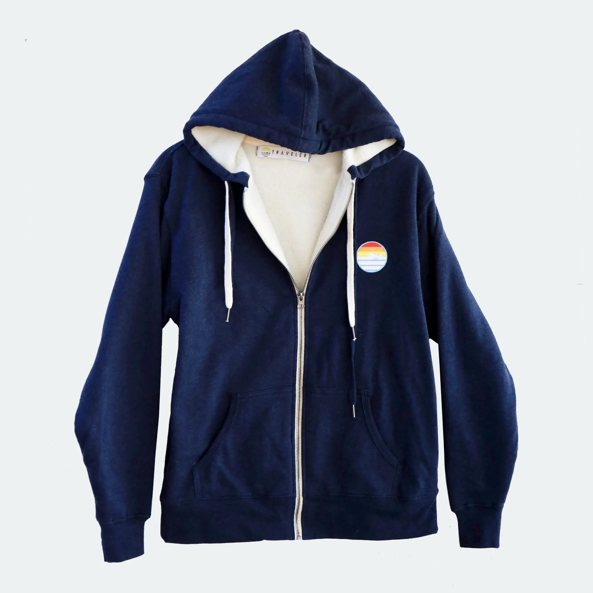 Traveler Sherpa Lined Patch Zip Hoodie