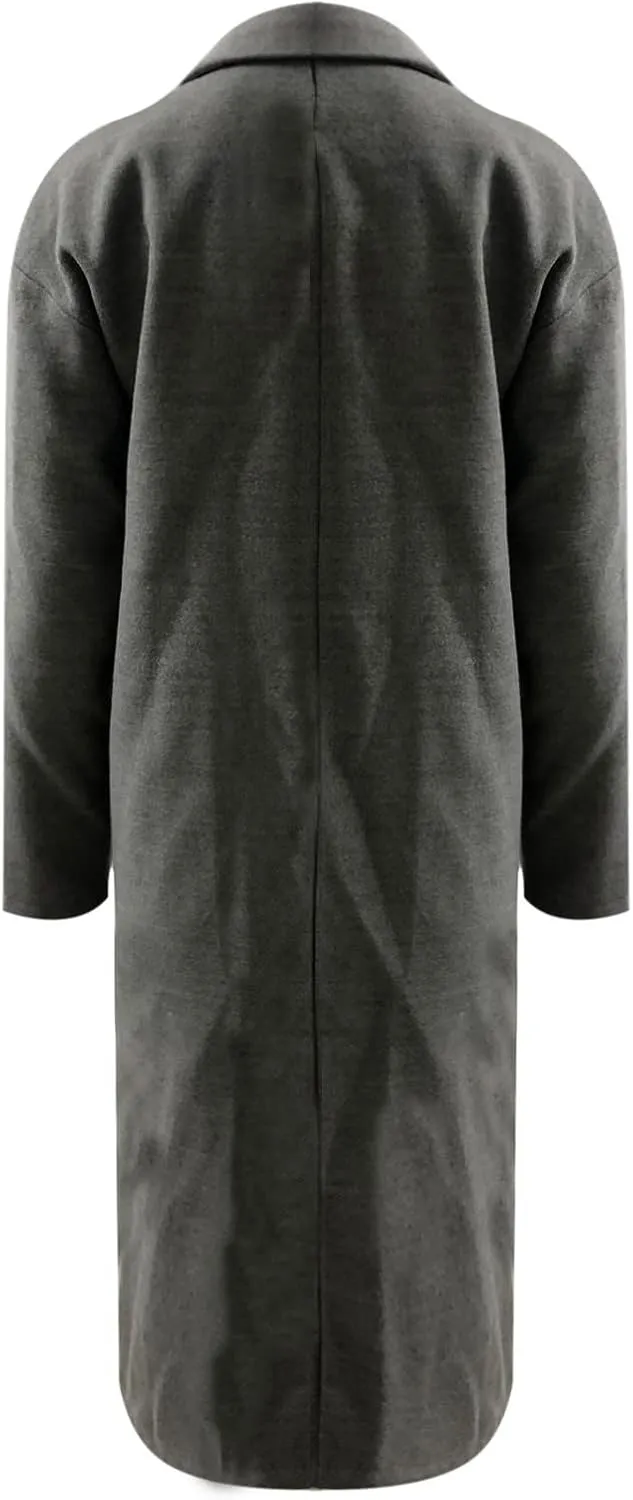 Trench Coat for Women 2024 Double Breasted Lapel Wool Coat Fall Long Sleeve Midi Jacket Windproof Overcoat