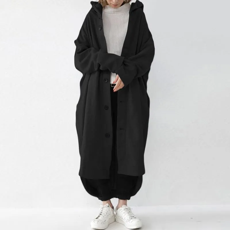Trench Coats for Women Fall Winter 2024 Lightweight Hooded Button Down Long Coats Jacket Overcoat