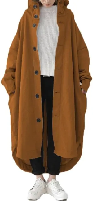Trench Coats for Women Fall Winter 2024 Lightweight Hooded Button Down Long Coats Jacket Overcoat